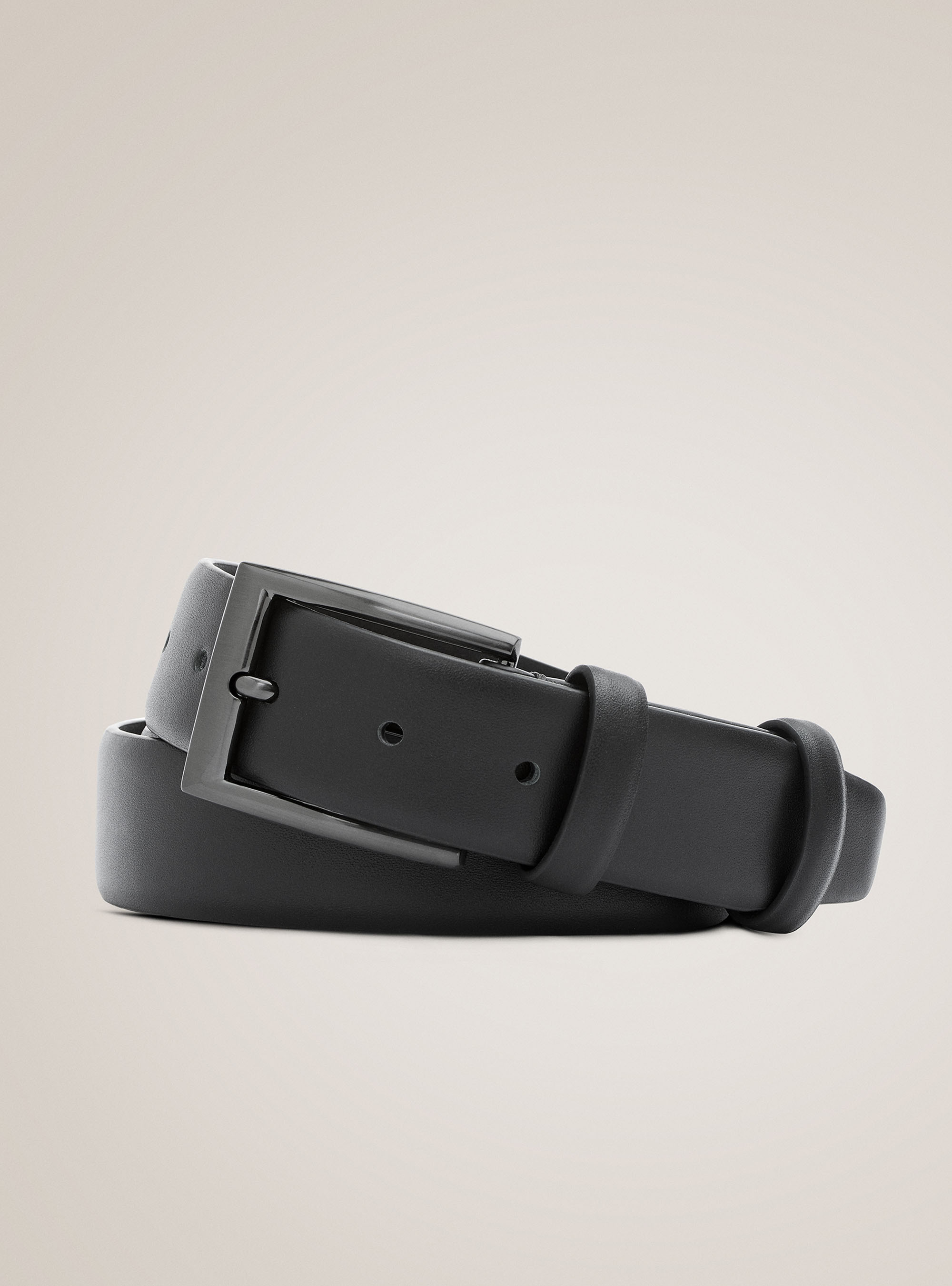 Solid color leather belt, BLACK