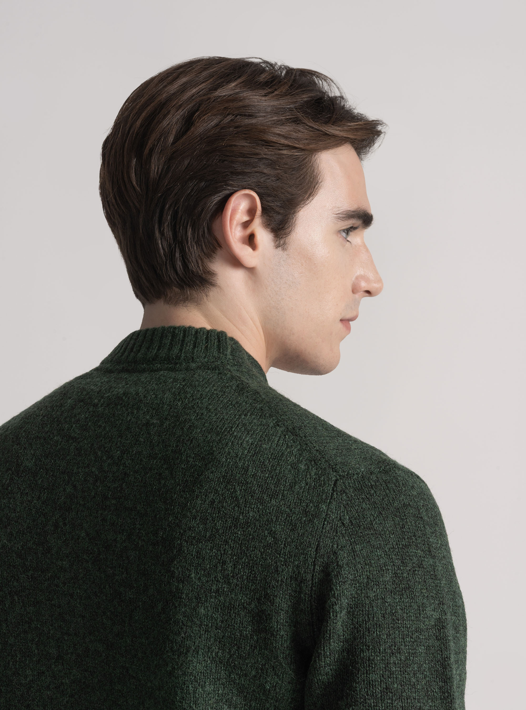 Shetland wool knit cardigan, GREEN