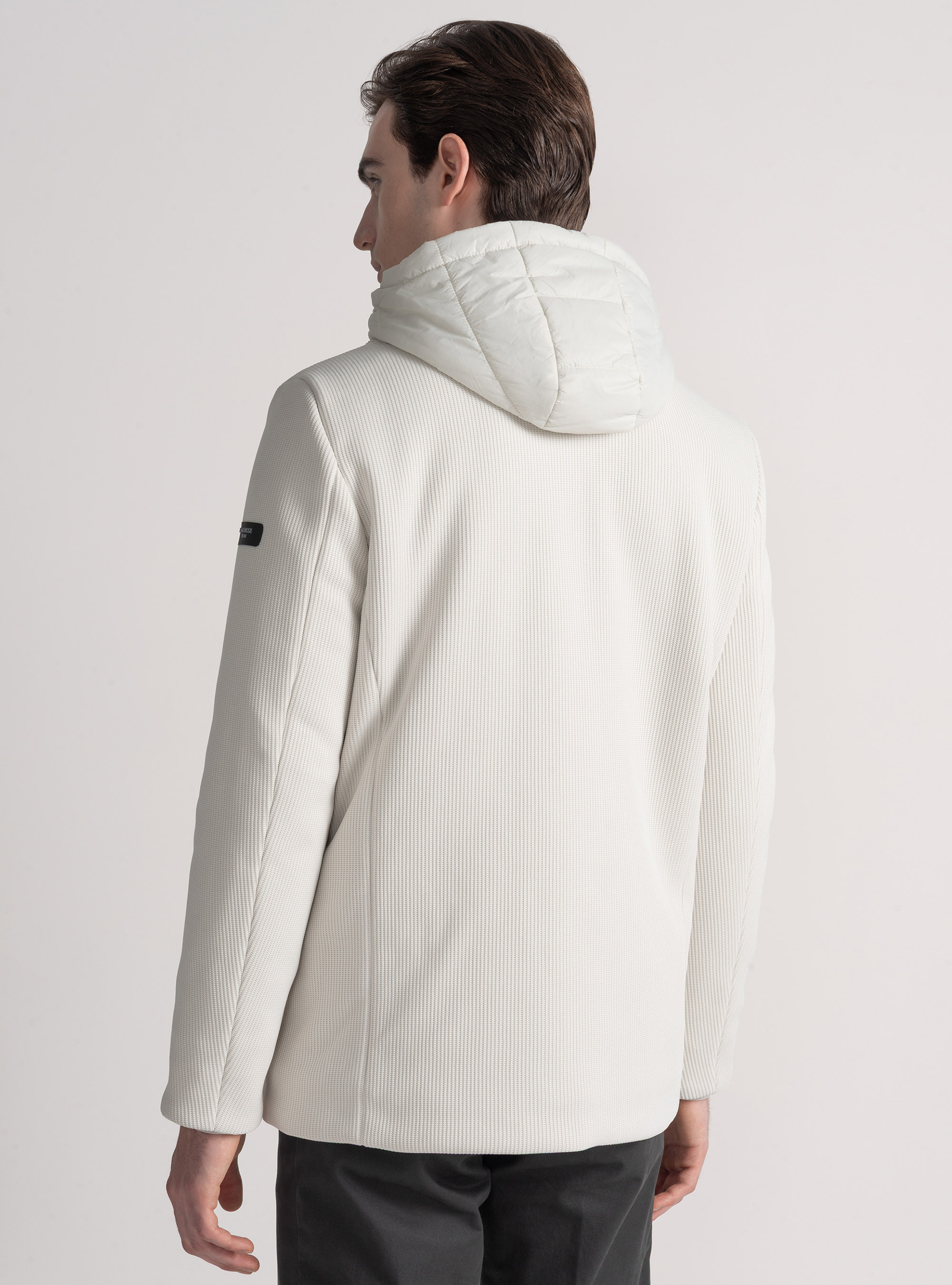 Giubbino tecnico con pettorina e cappuccio reversibile, 0055C OFF WHITE