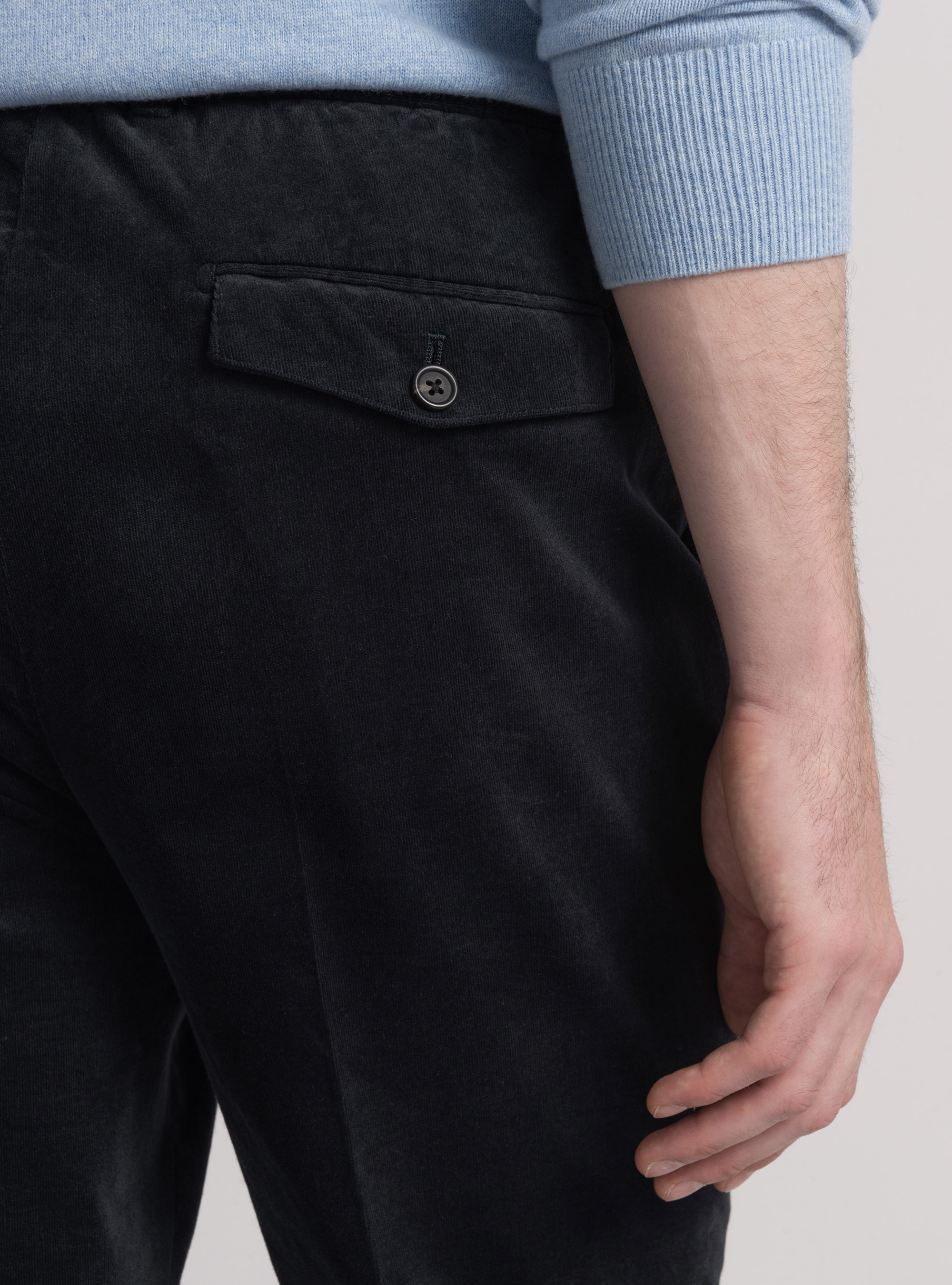 Pantalón elástico de rayas milleraies de terciopelo, AZUL MARINO