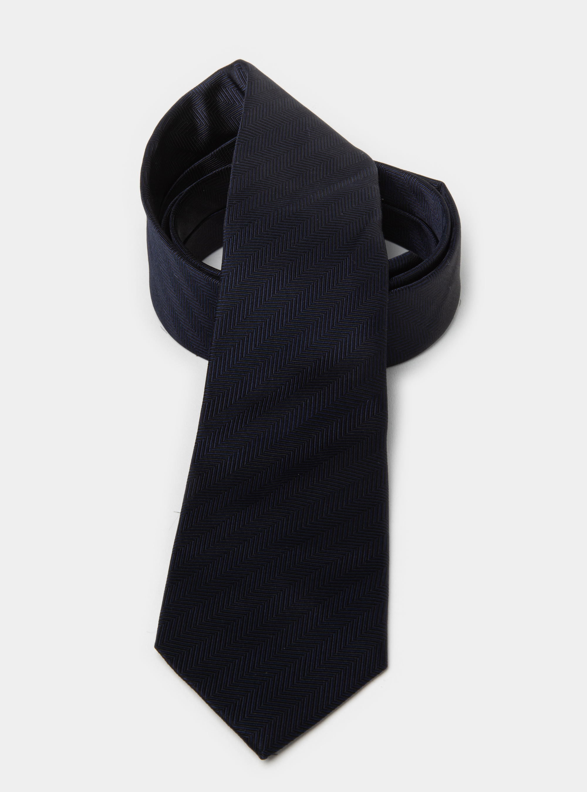 Cravatta in seta herringbone, BLU NAVY