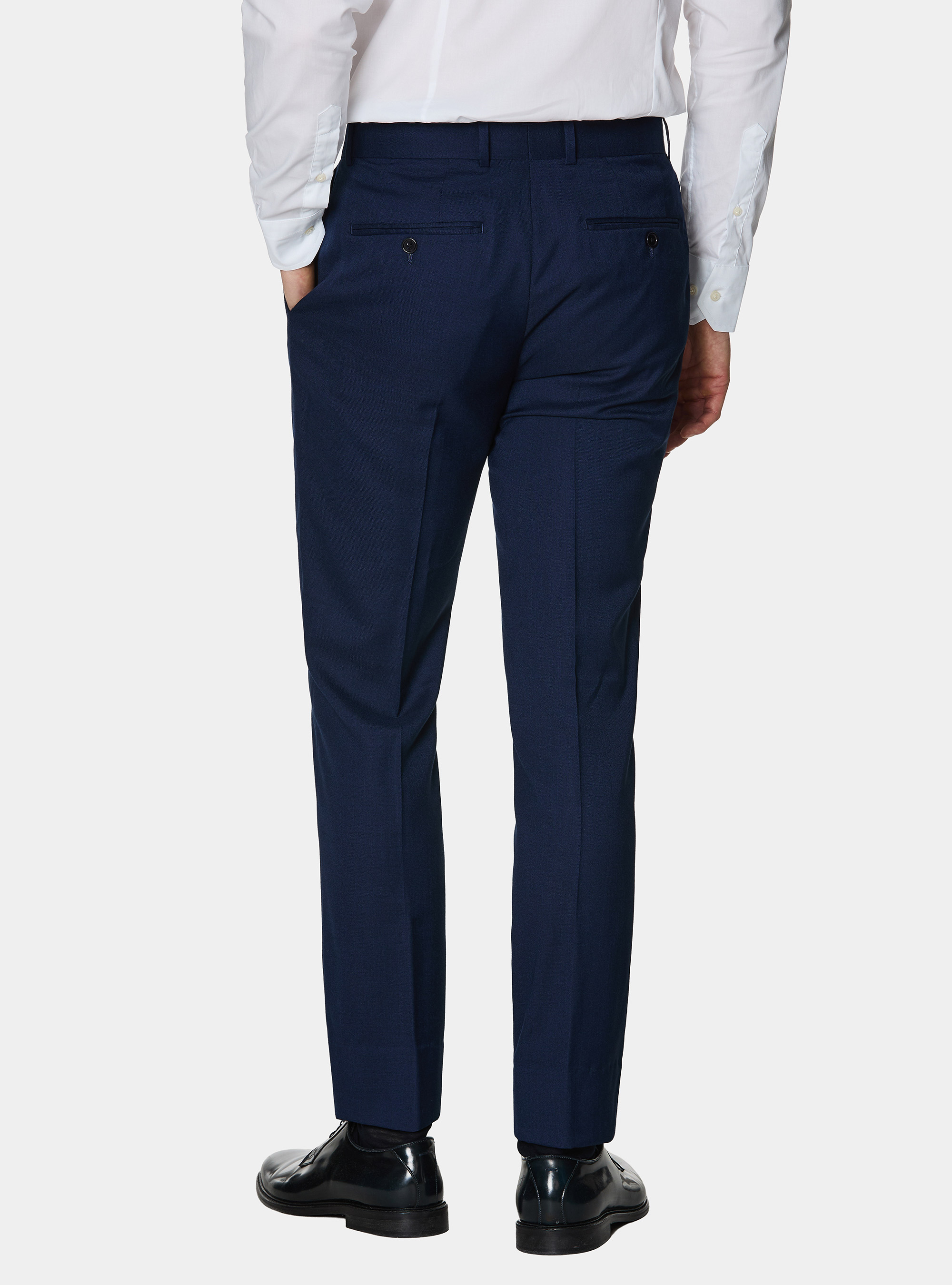 Flamed fabric suit trousers, NAVY BLUE