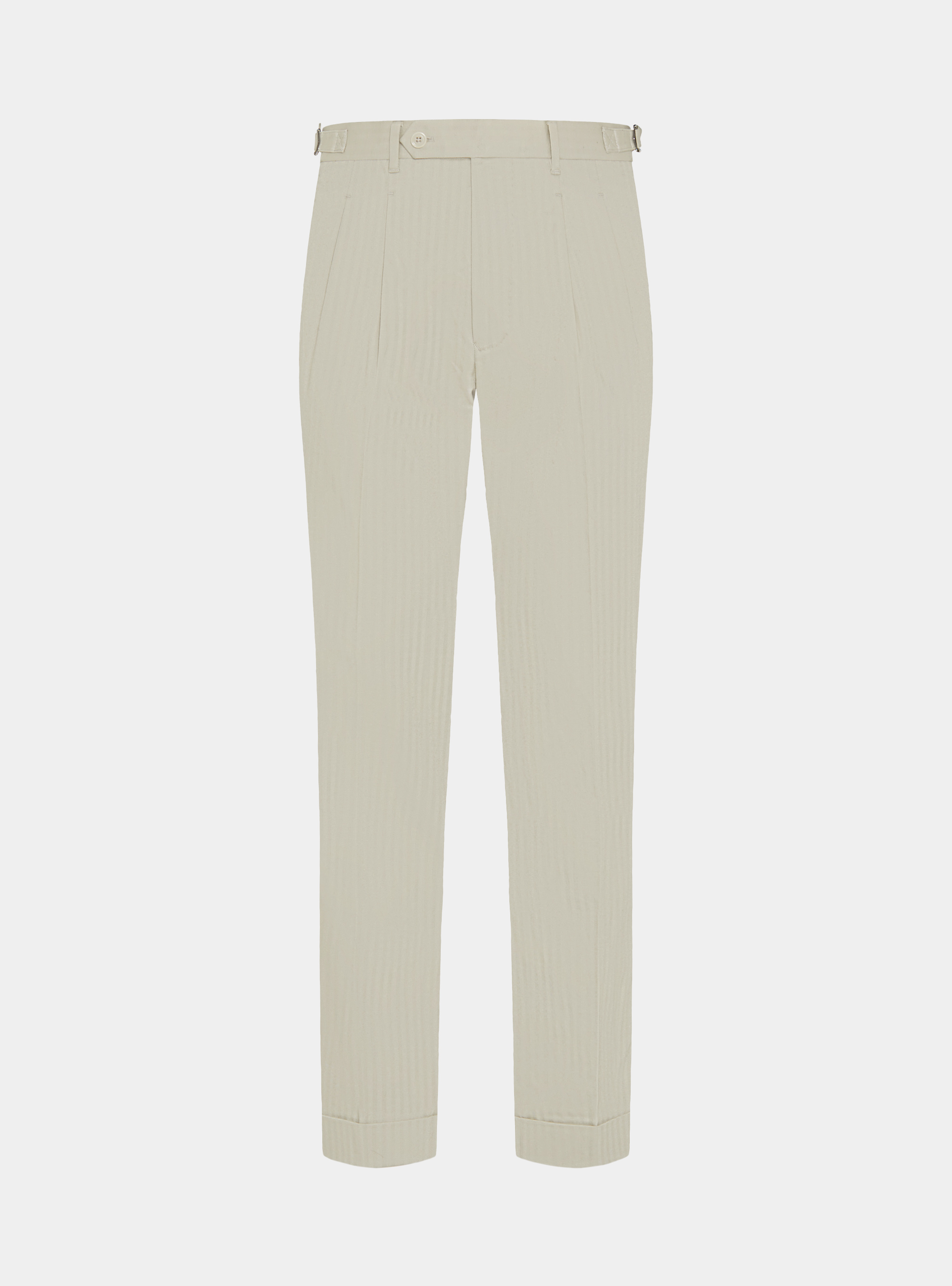 Pantaloni abito doppiopetto in cotone e lino, ECRU