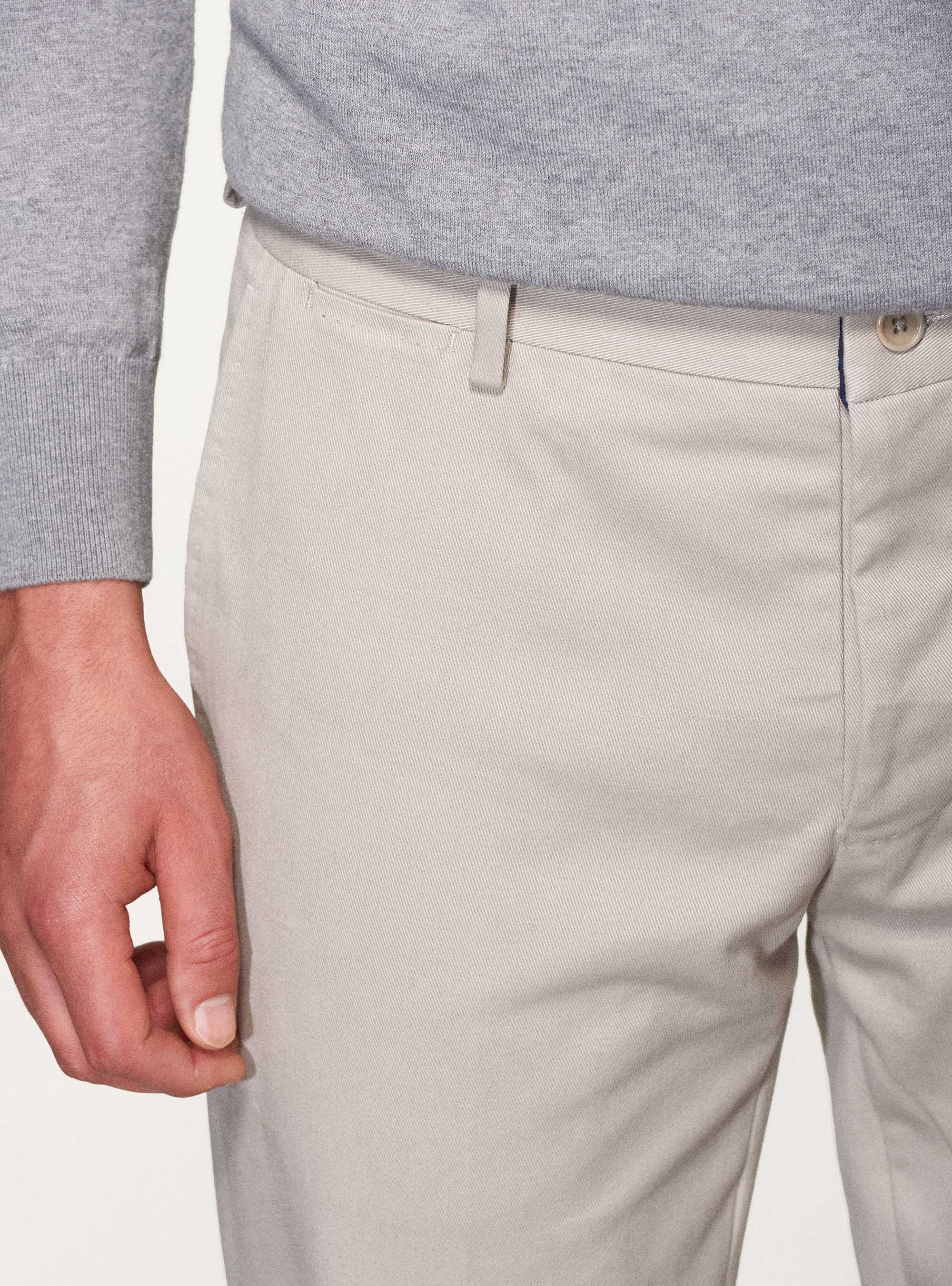 Pantaloni in twill di cotone smerigliato, ECRU