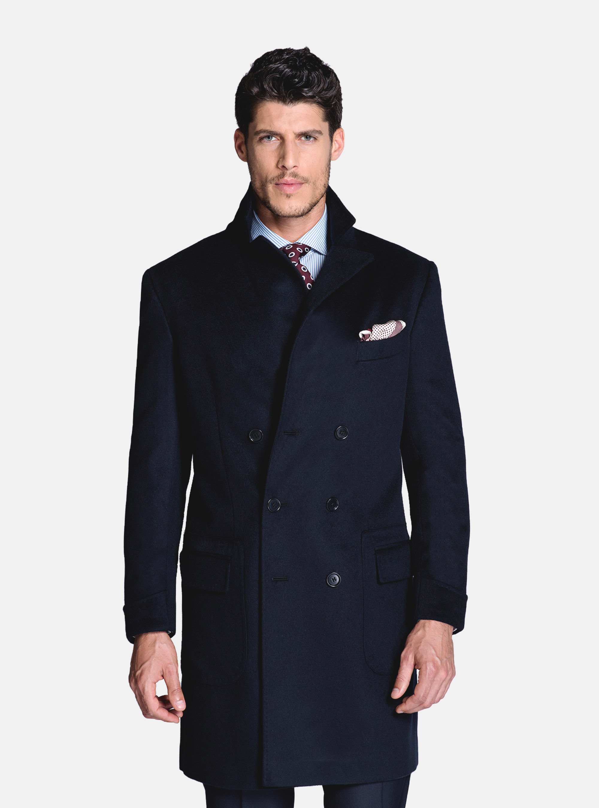 Double-breasted coat 100% cashmere