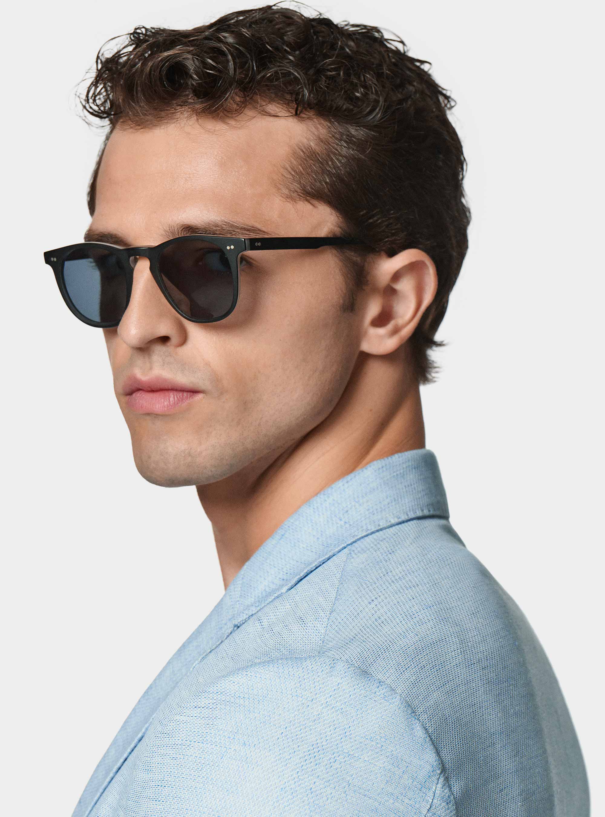 Linen and cotton blend blazer, LIGHT BLUE