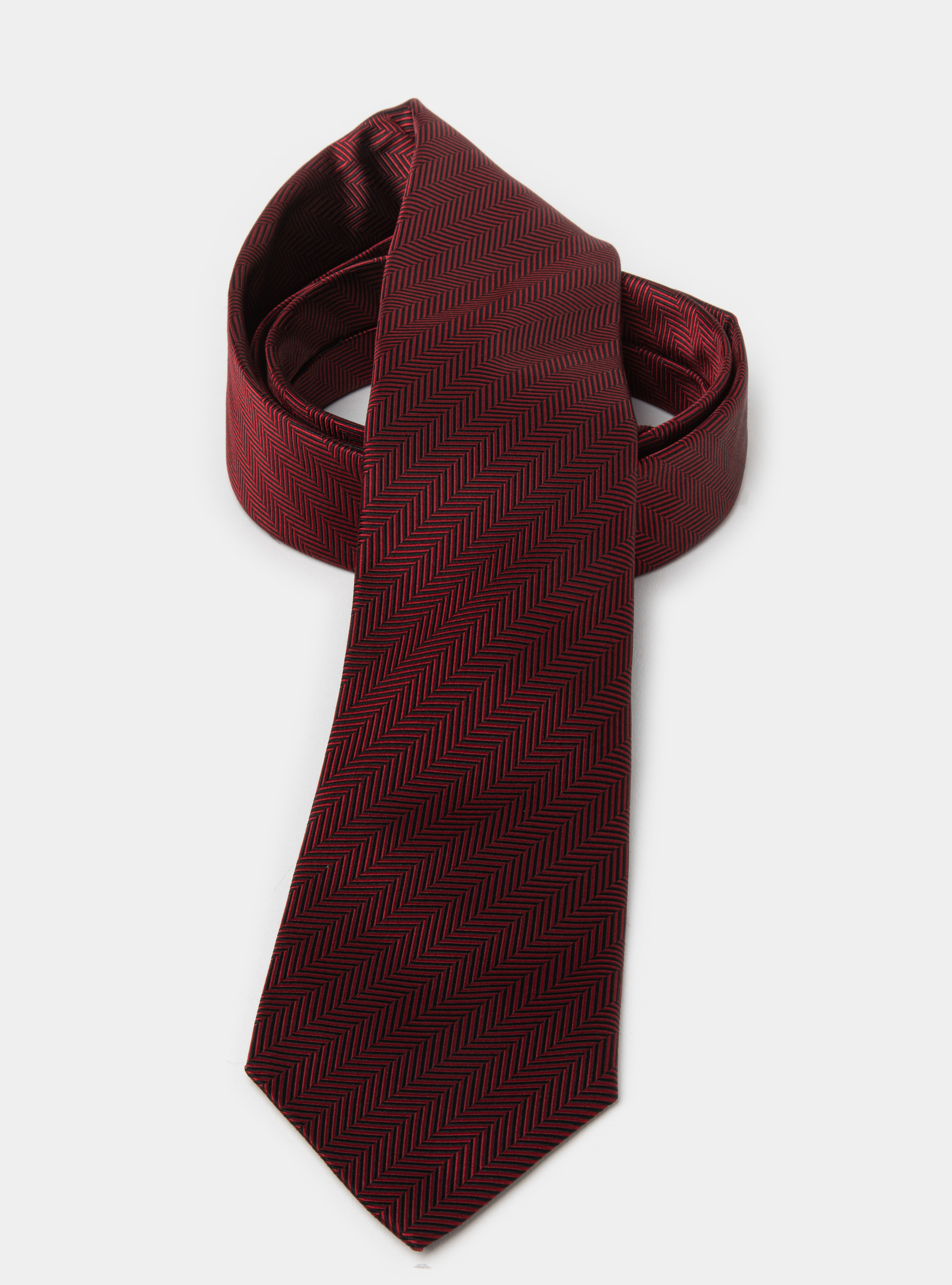 Cravatta in seta herringbone, ROSSO