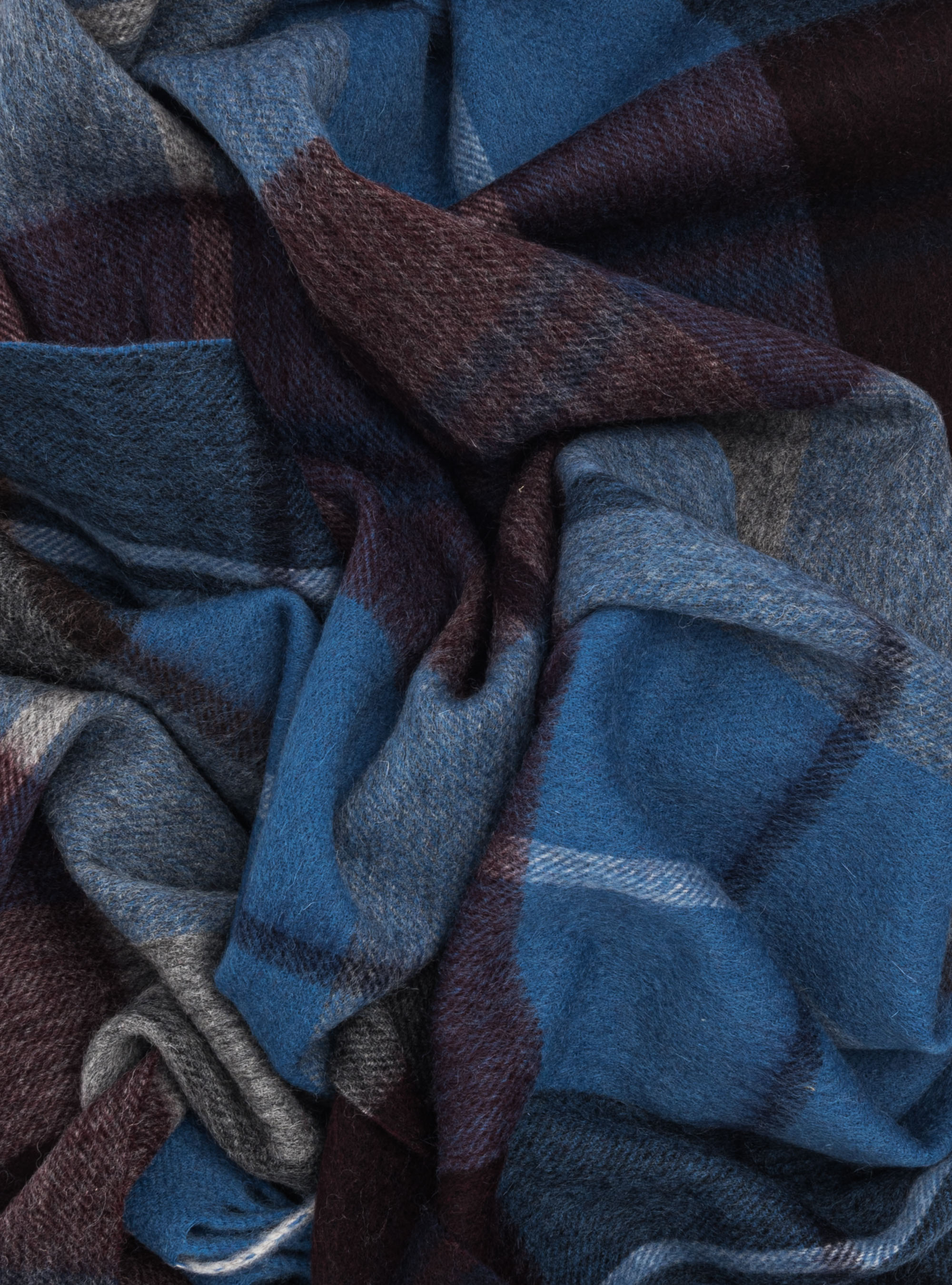 Sciarpa a quadri in lana cashmere, BLU