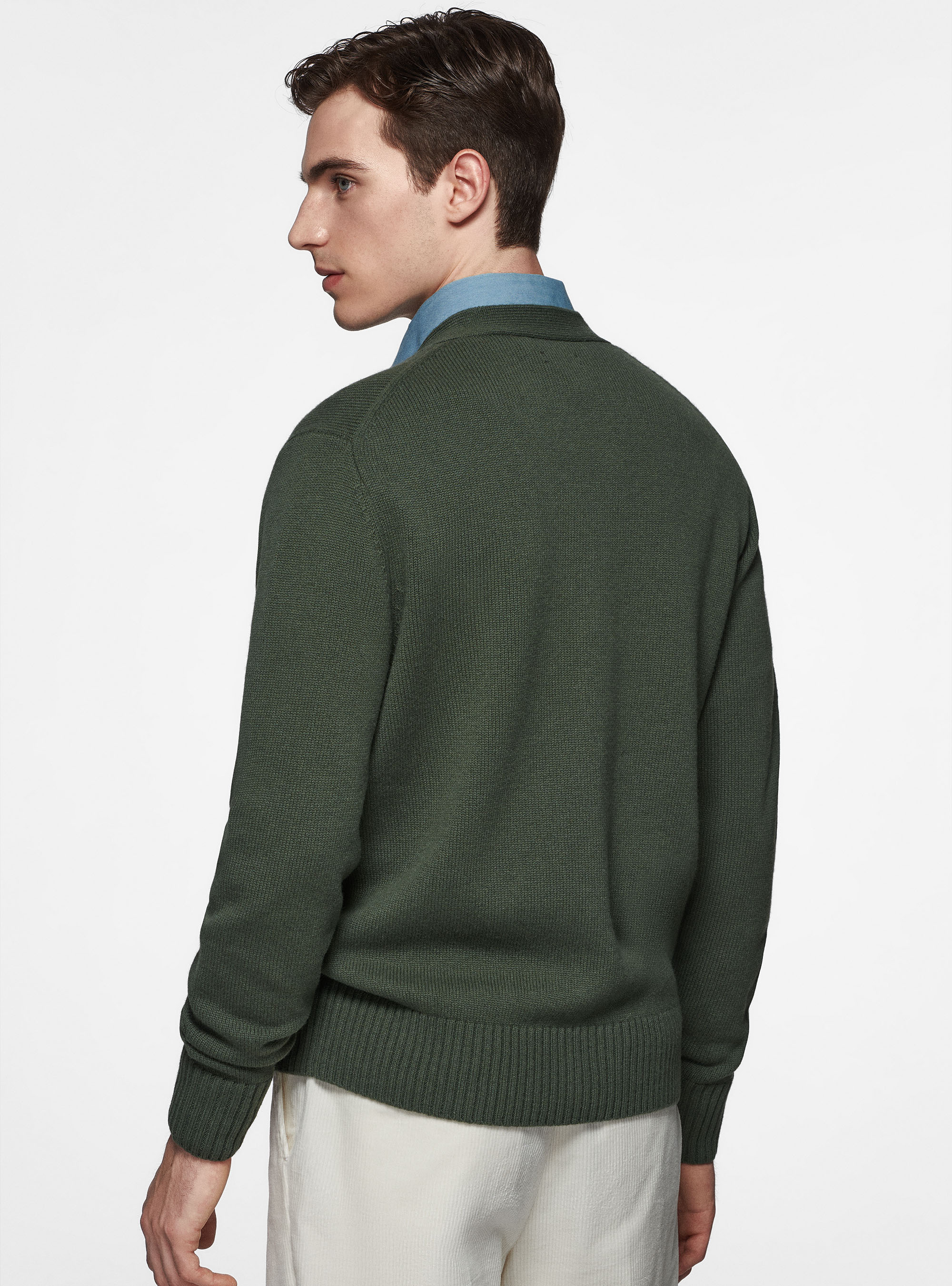 Cardigan in maglia in lambswool, MILITARE 0609C