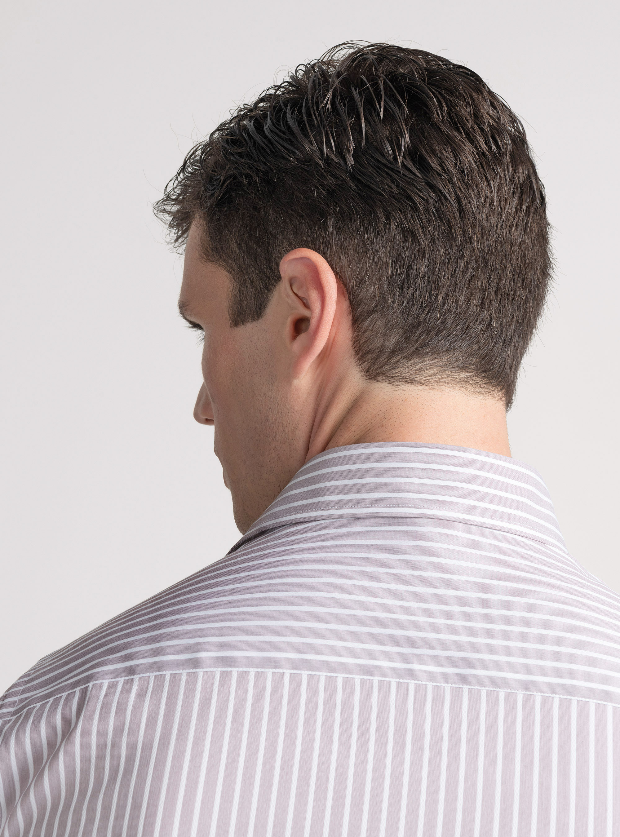 Camicia rigata in misto cotone stretch, CIPOLLA