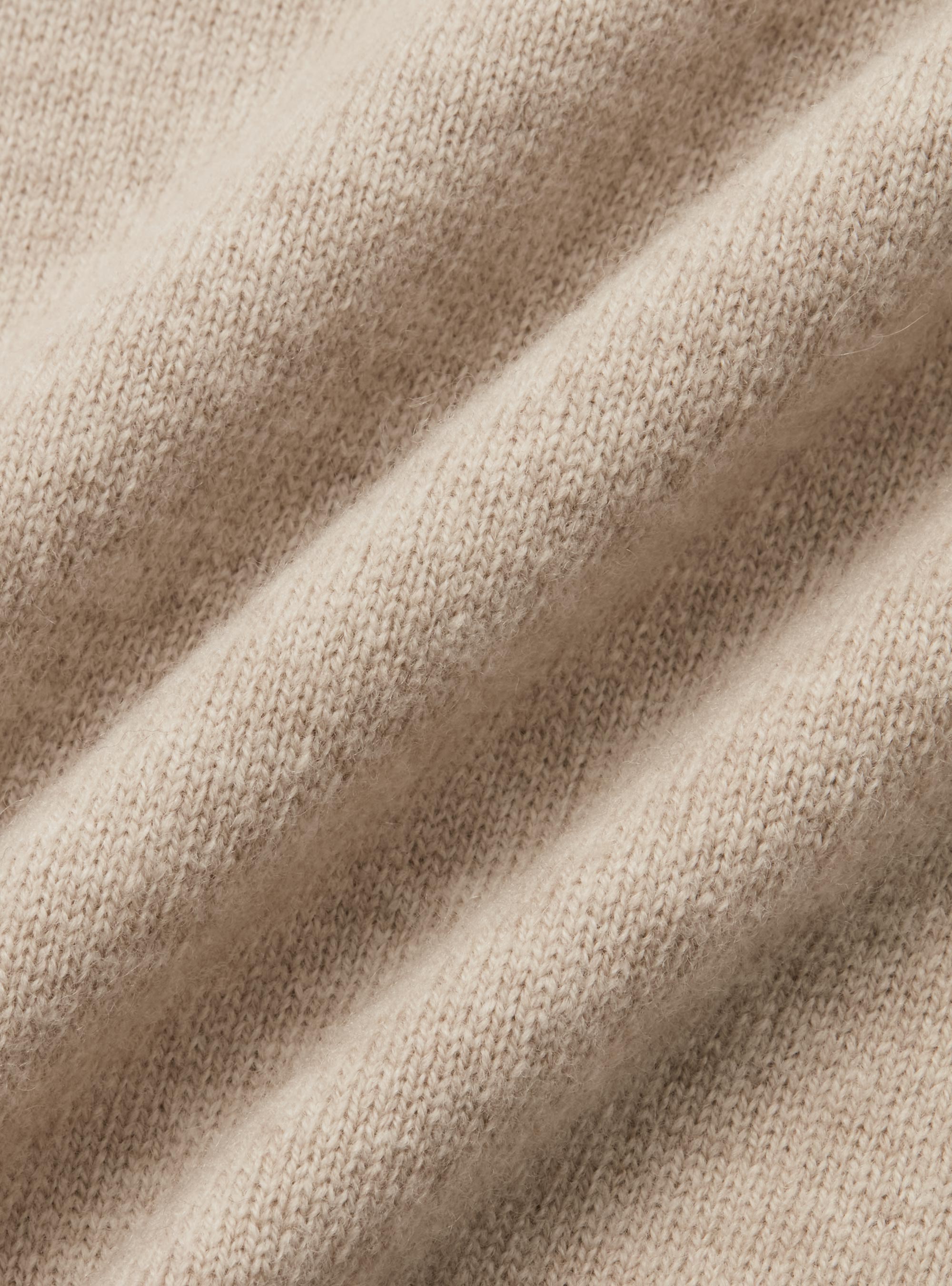 Maglia mezza zip in lana lambswool e cashmere, ECRU