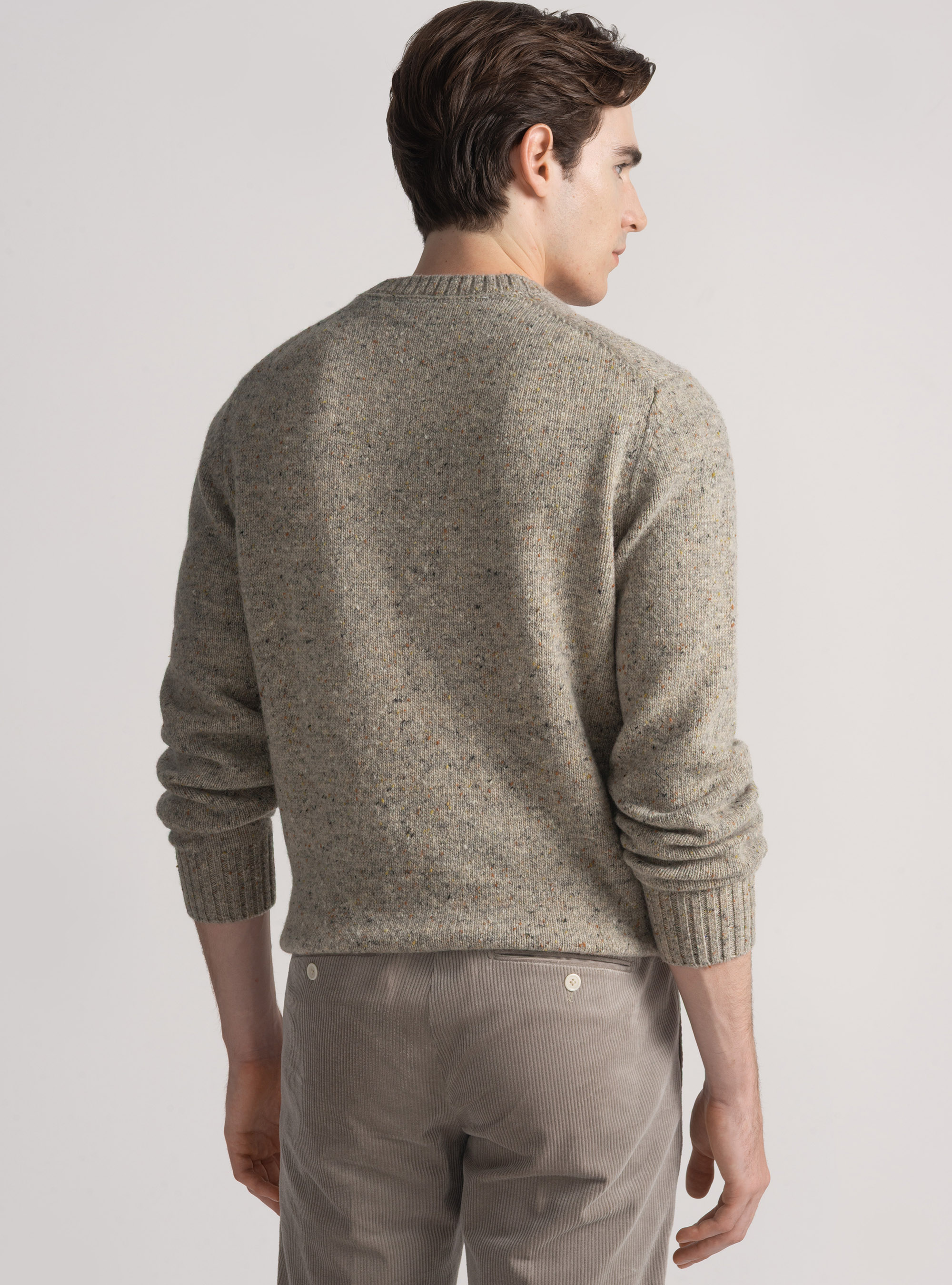 Crew-neck sweater in wool blend, LIGHT GREY MELANGE
