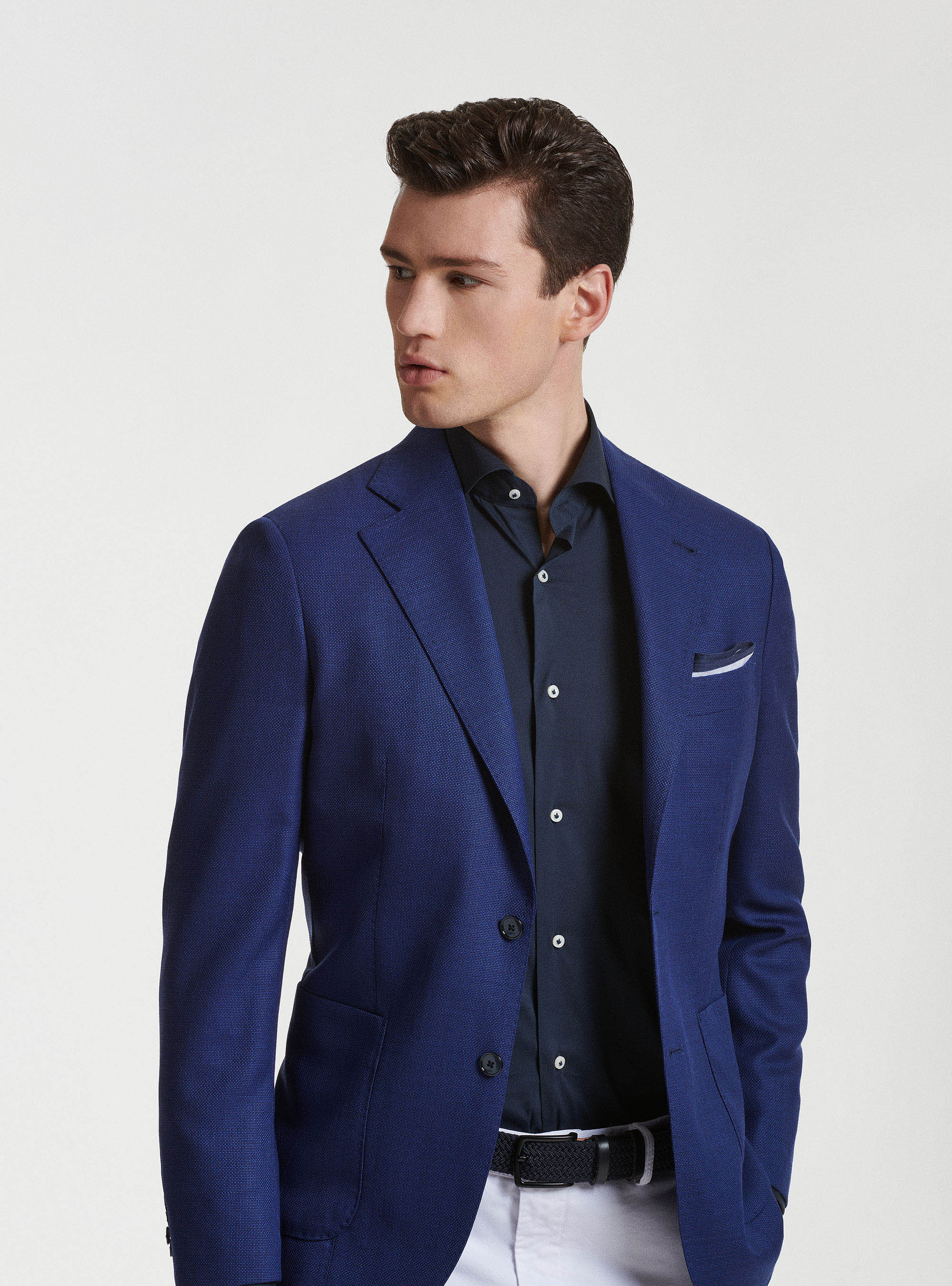 Pure wool hopsack blazer Vitale Barberis Canonico, BLUE