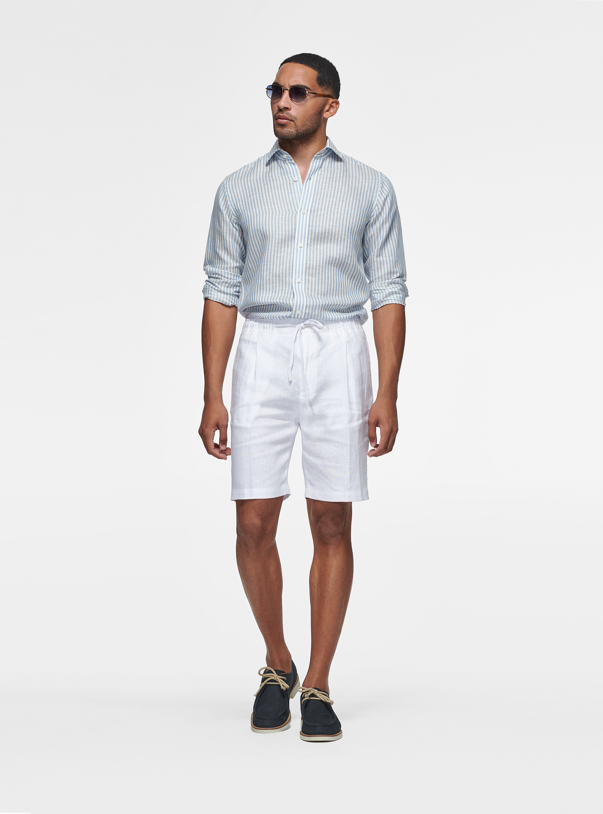 【2plan】Bernice Linen Bermuda Pants Linen Bermuda Shorts – BUGATCHI