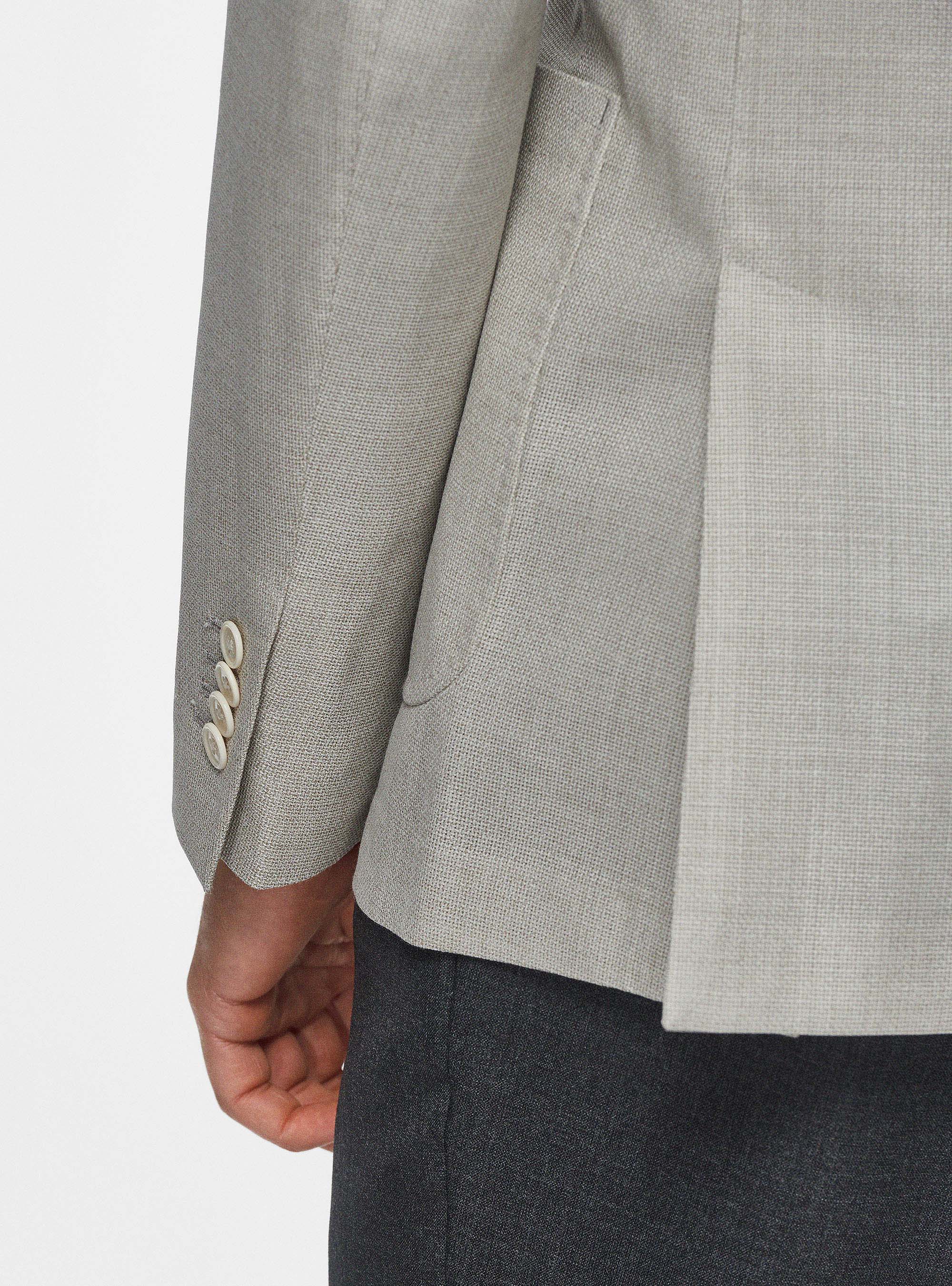 Giacca in pura lana hopsack, ECRU