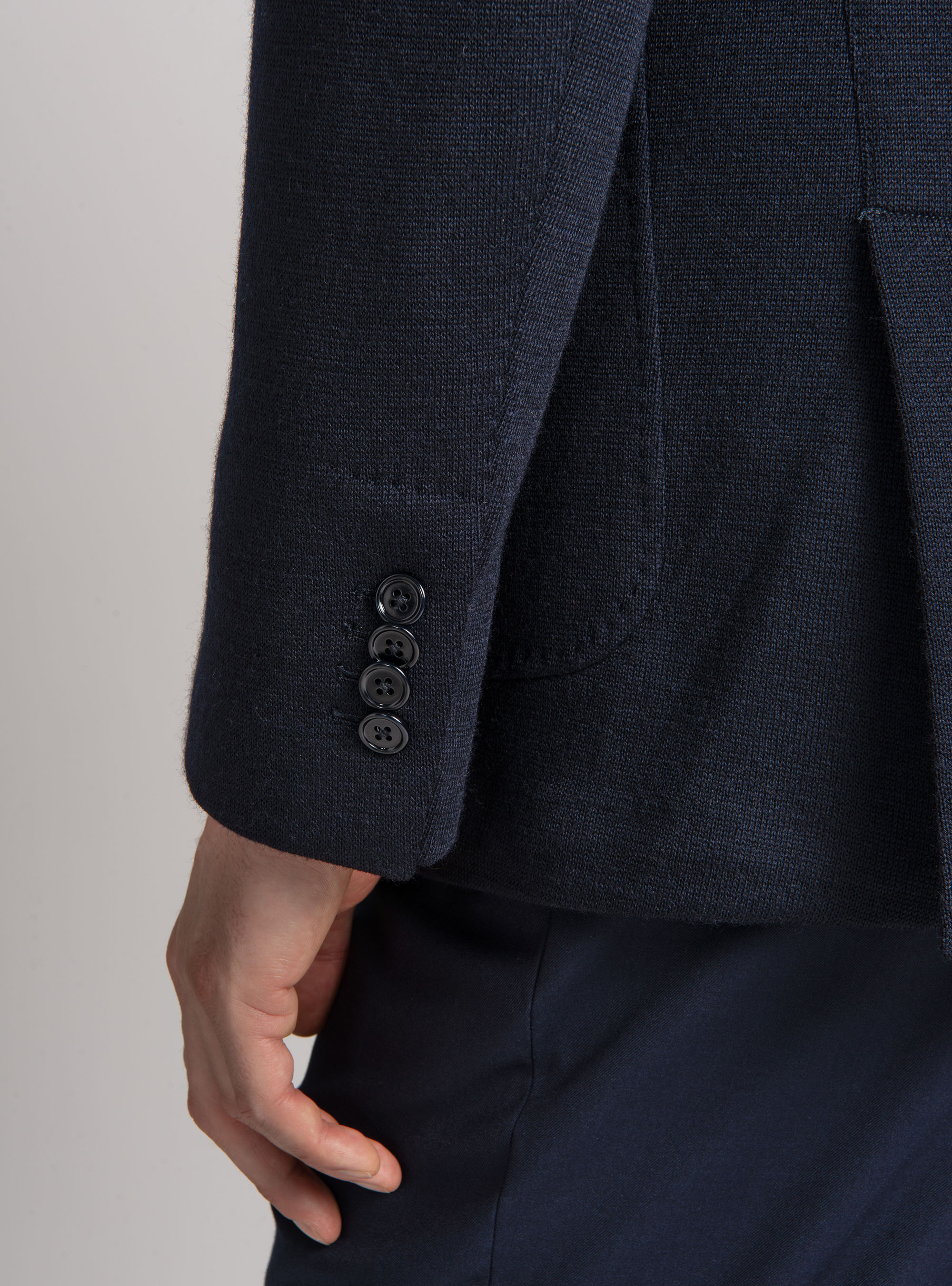 Giacca jersey in lana e cotone, BLU NAVY