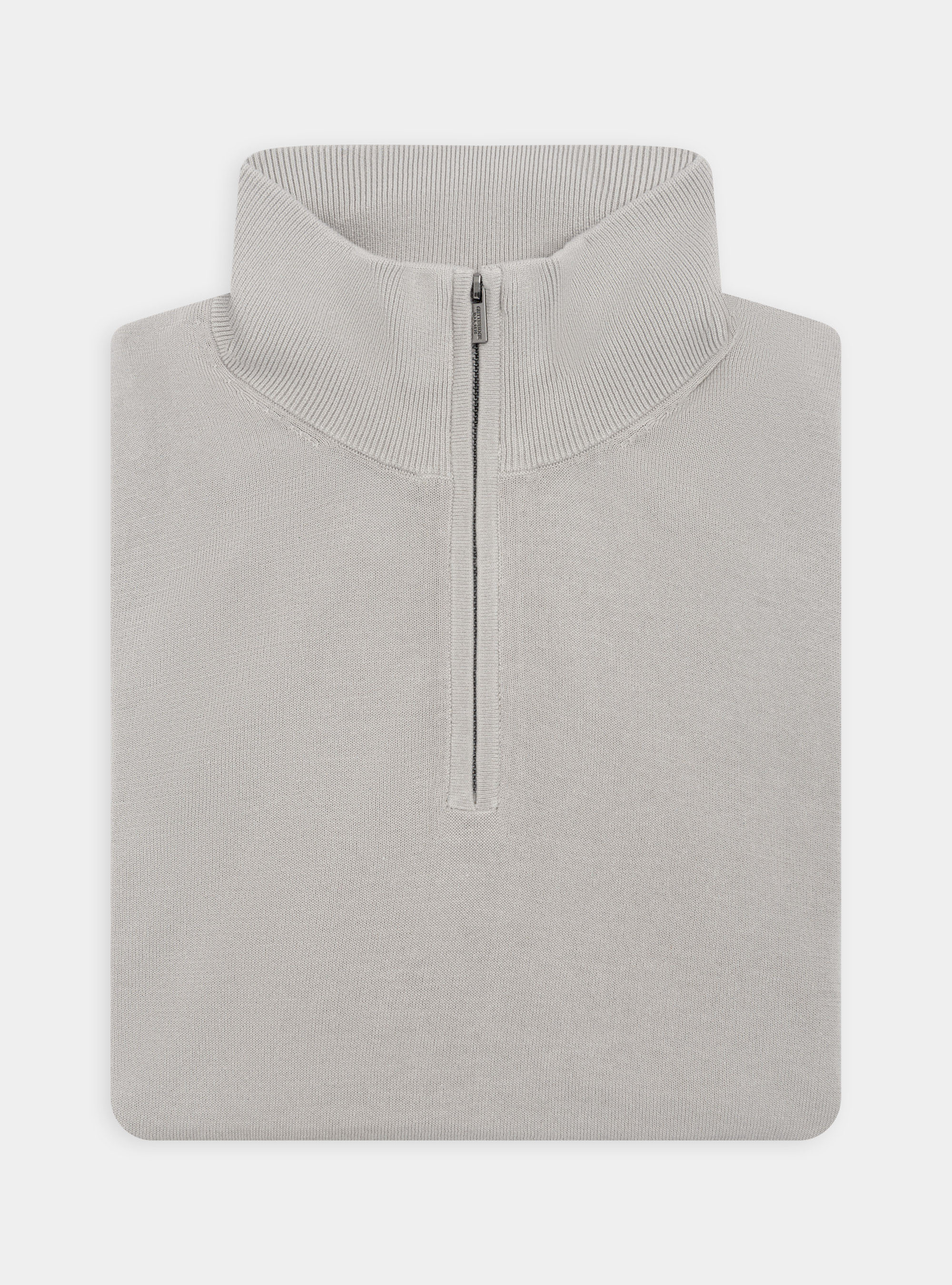 Jersey de algod&oacute;n extrafino con media cremallera, GRIS CLARO JASPEADO