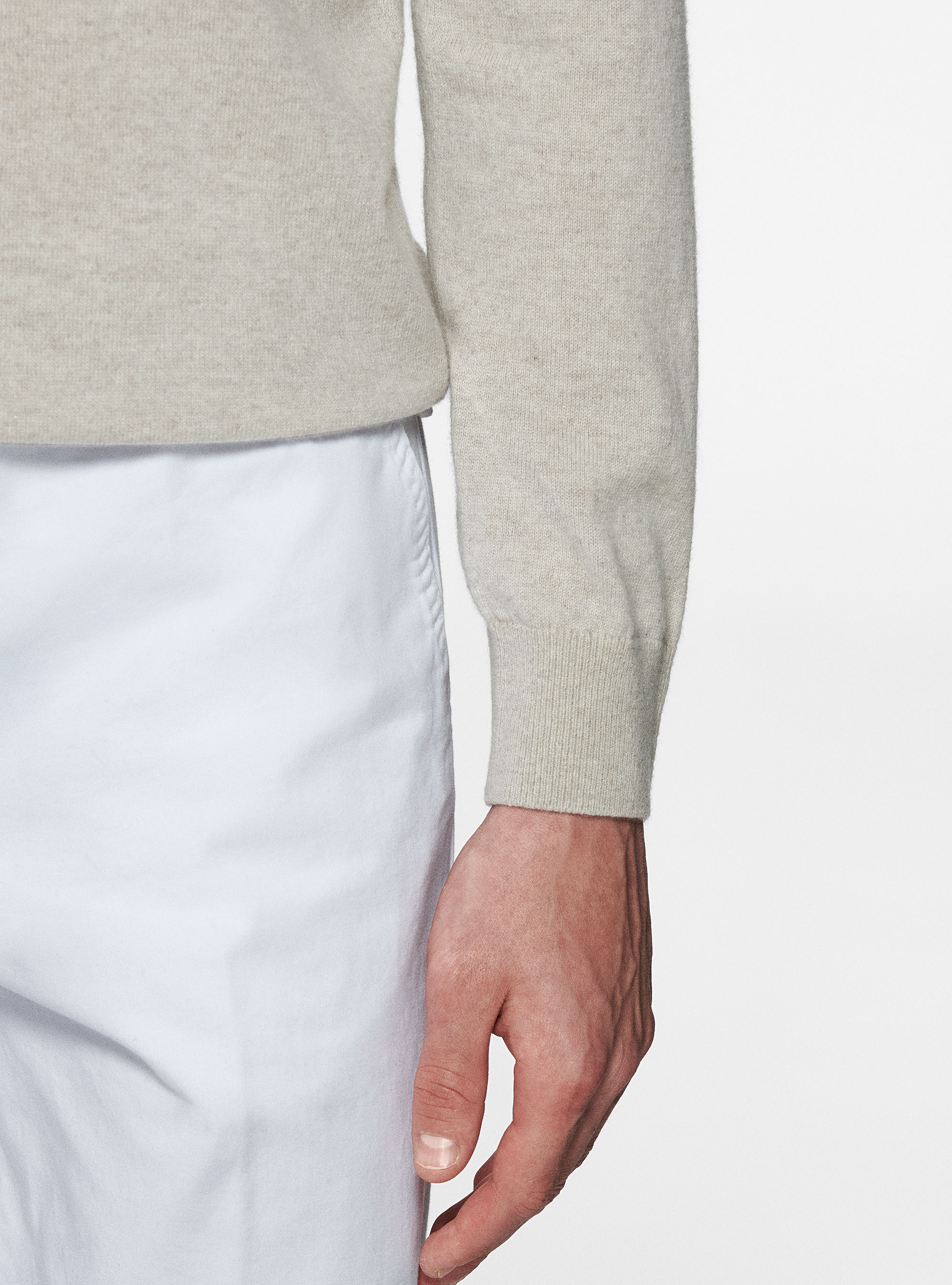 Maglia girocollo in cashmere, ECRU