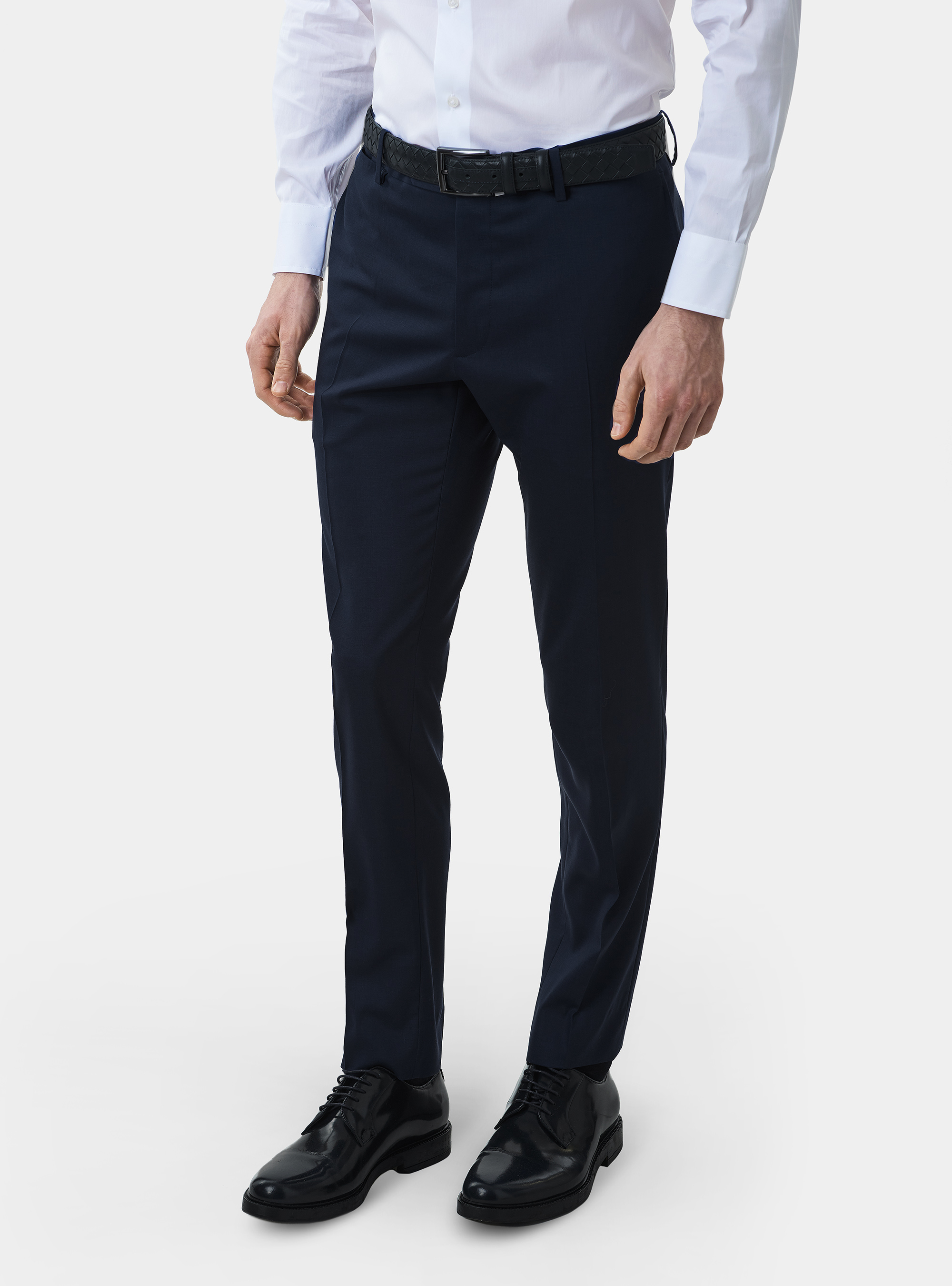 Pantaloni per abito in lana travelwear, BLU NAVY