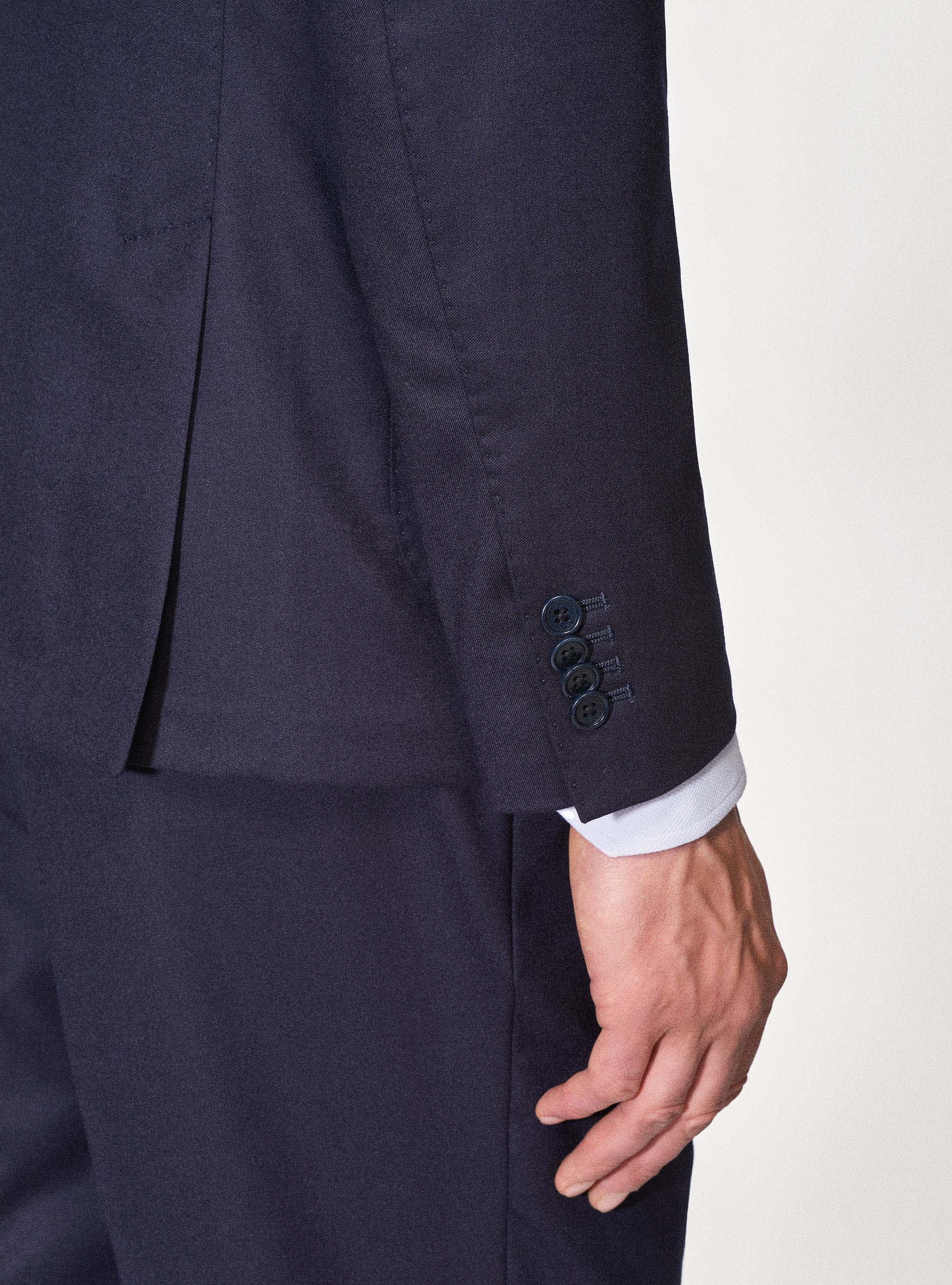 Giacca per abito in flanella di lana superfine 120's Vitale Barberis Canonico, BLU NAVY