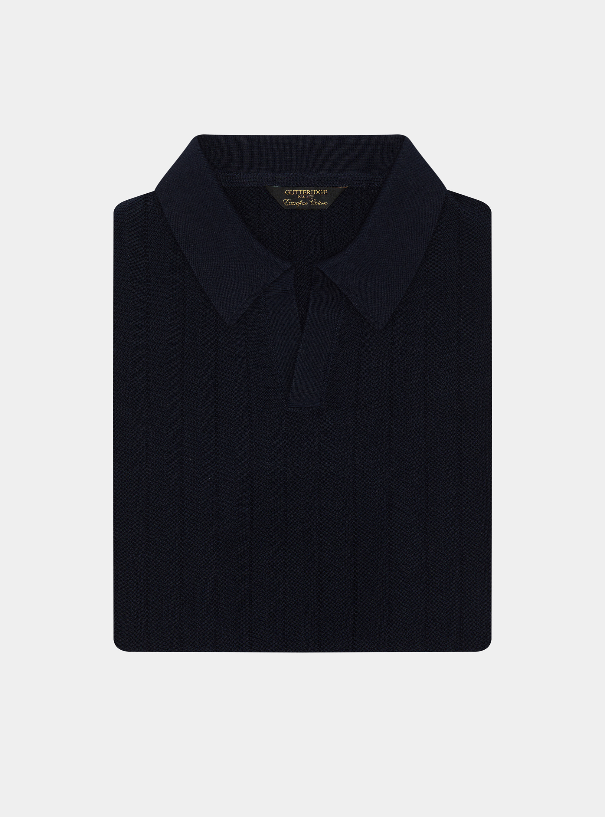 Polo traforata in cotone spigato, BLU NAVY