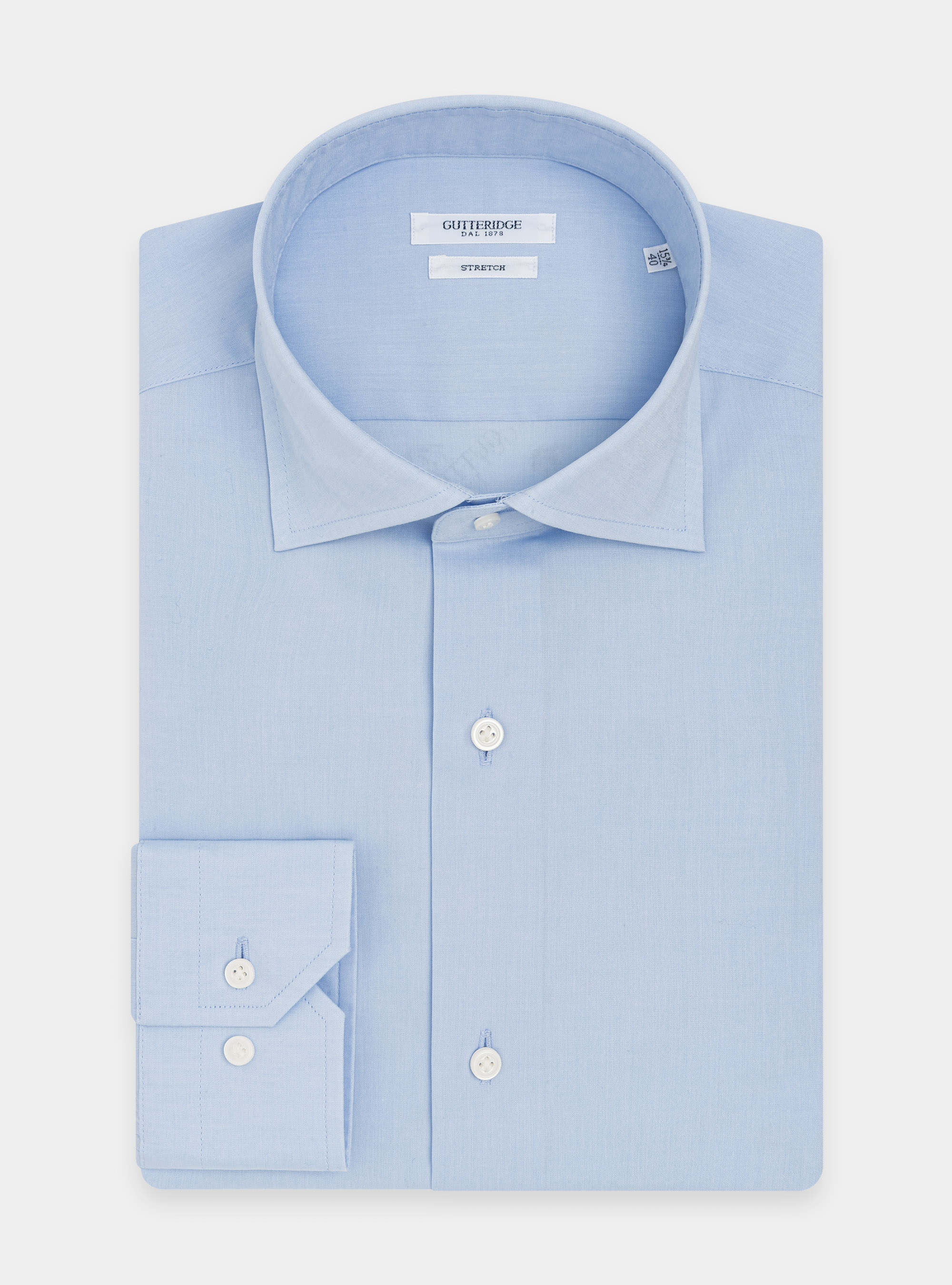Camicia in popeline stretch, AZZURRO