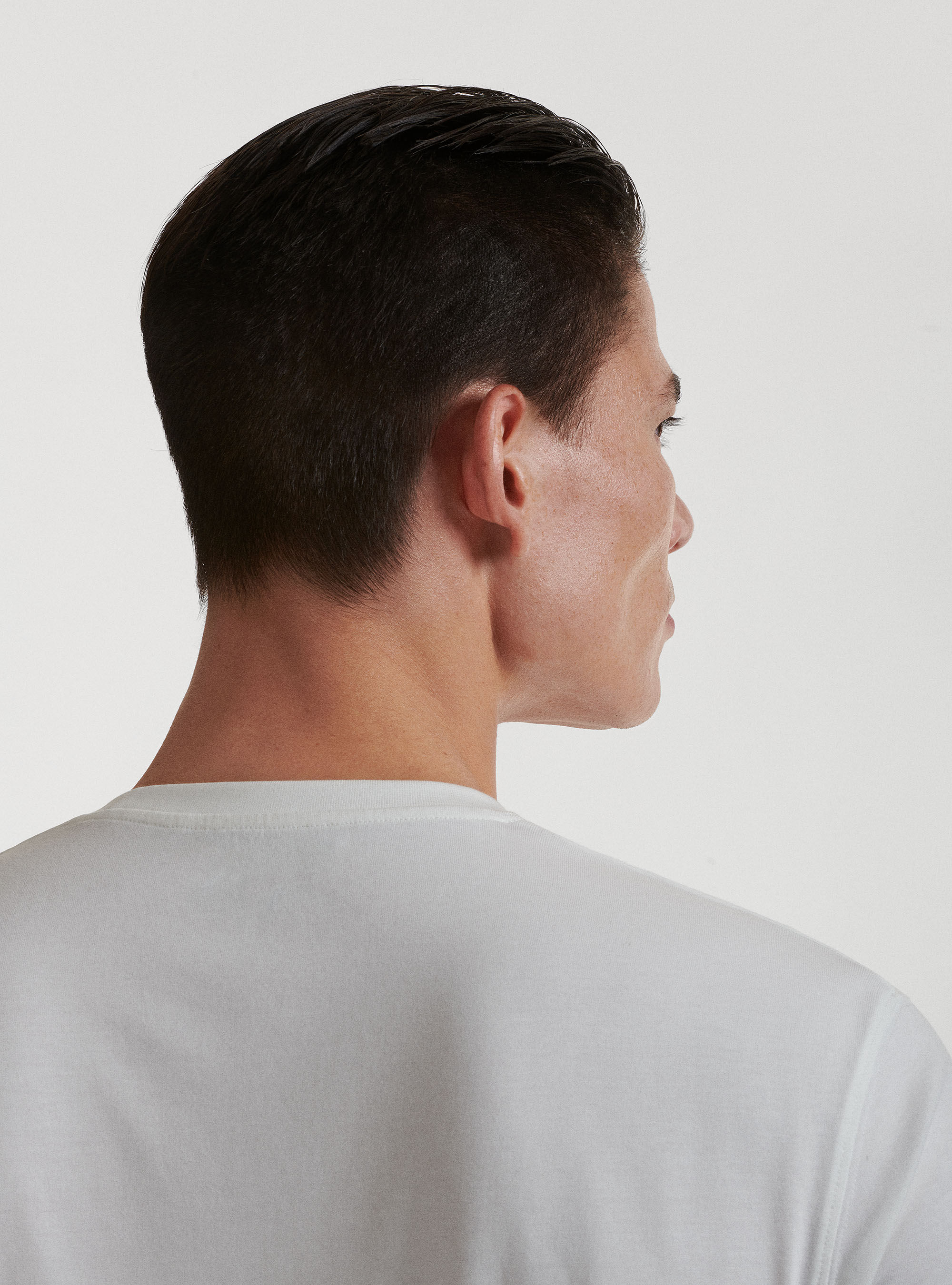 T-shirt girocollo in cotone supima, BIANCO