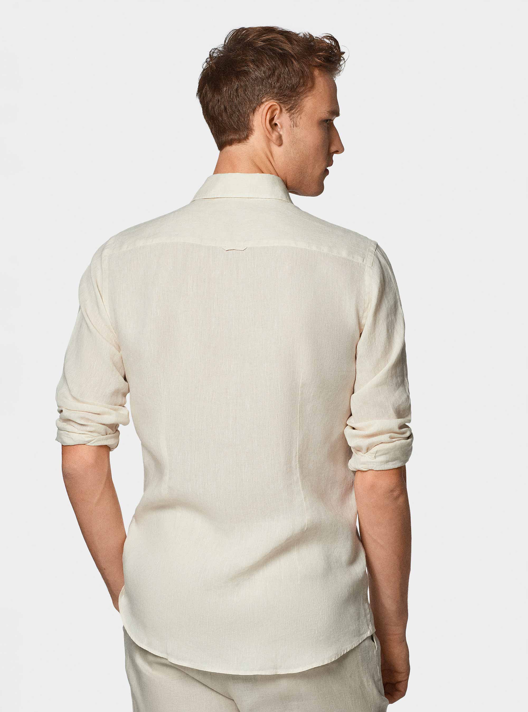 Camicia in puro lino, ECRU