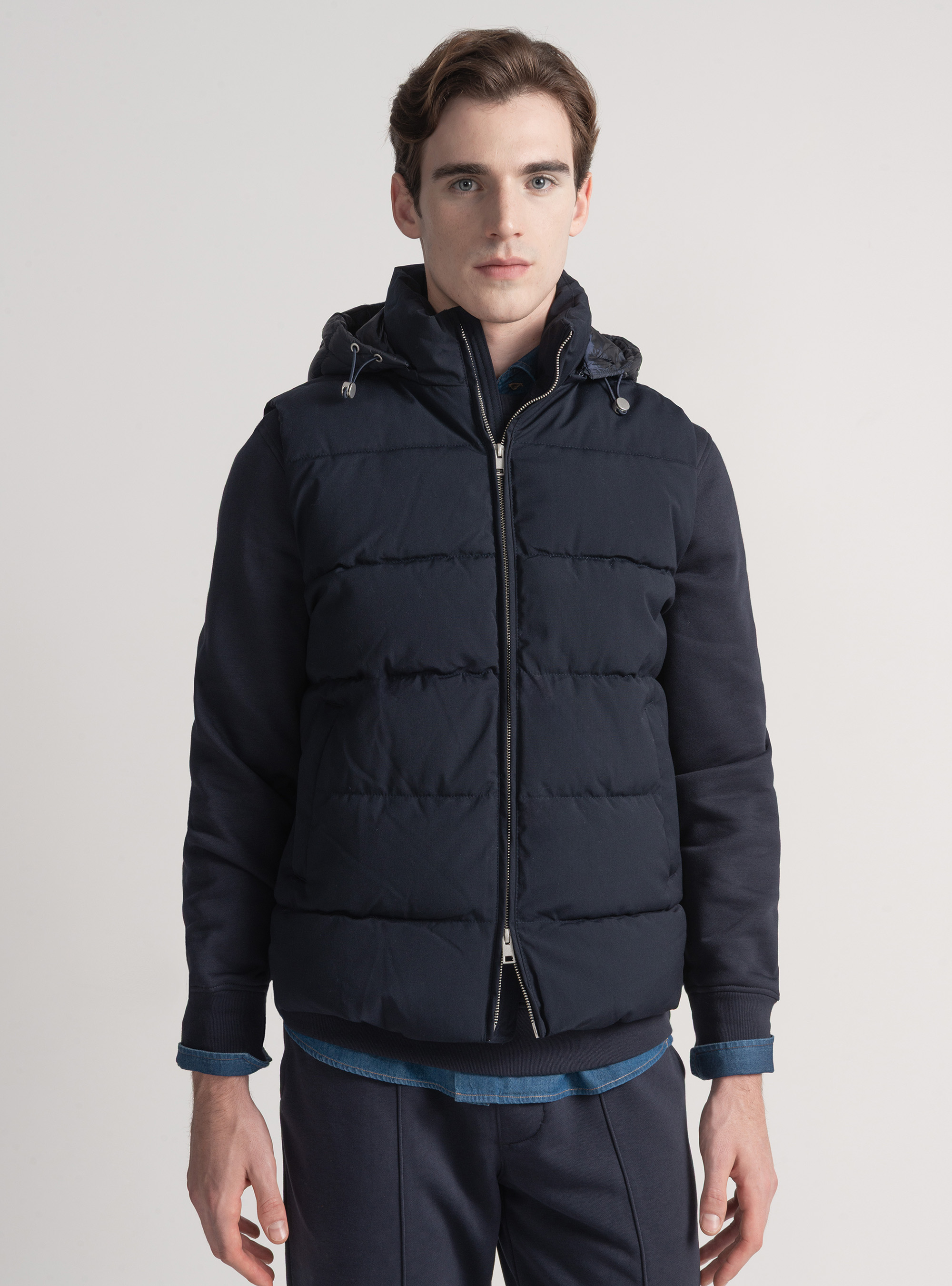 Smanicato imbottito con cappuccio, BLU NAVY