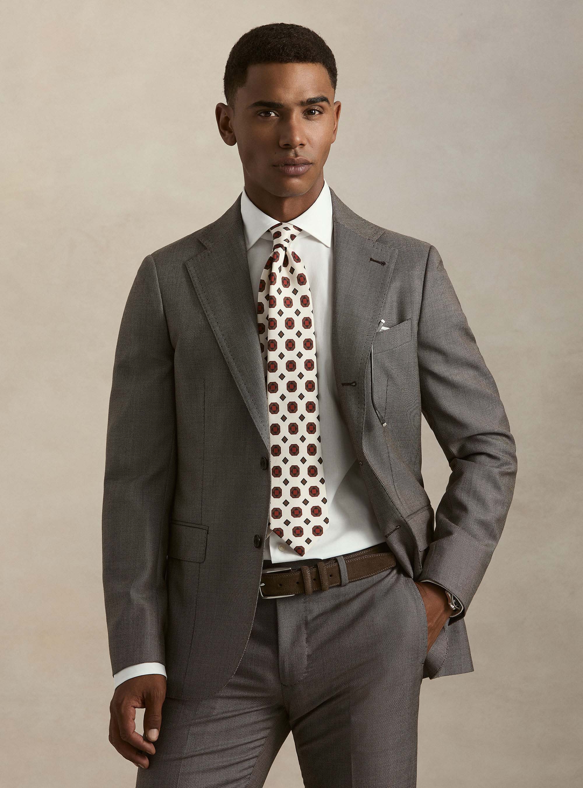 Giacca per abito in pura lana occhio di pernice Vitale Barberis Canonico, MARRONE 0508C