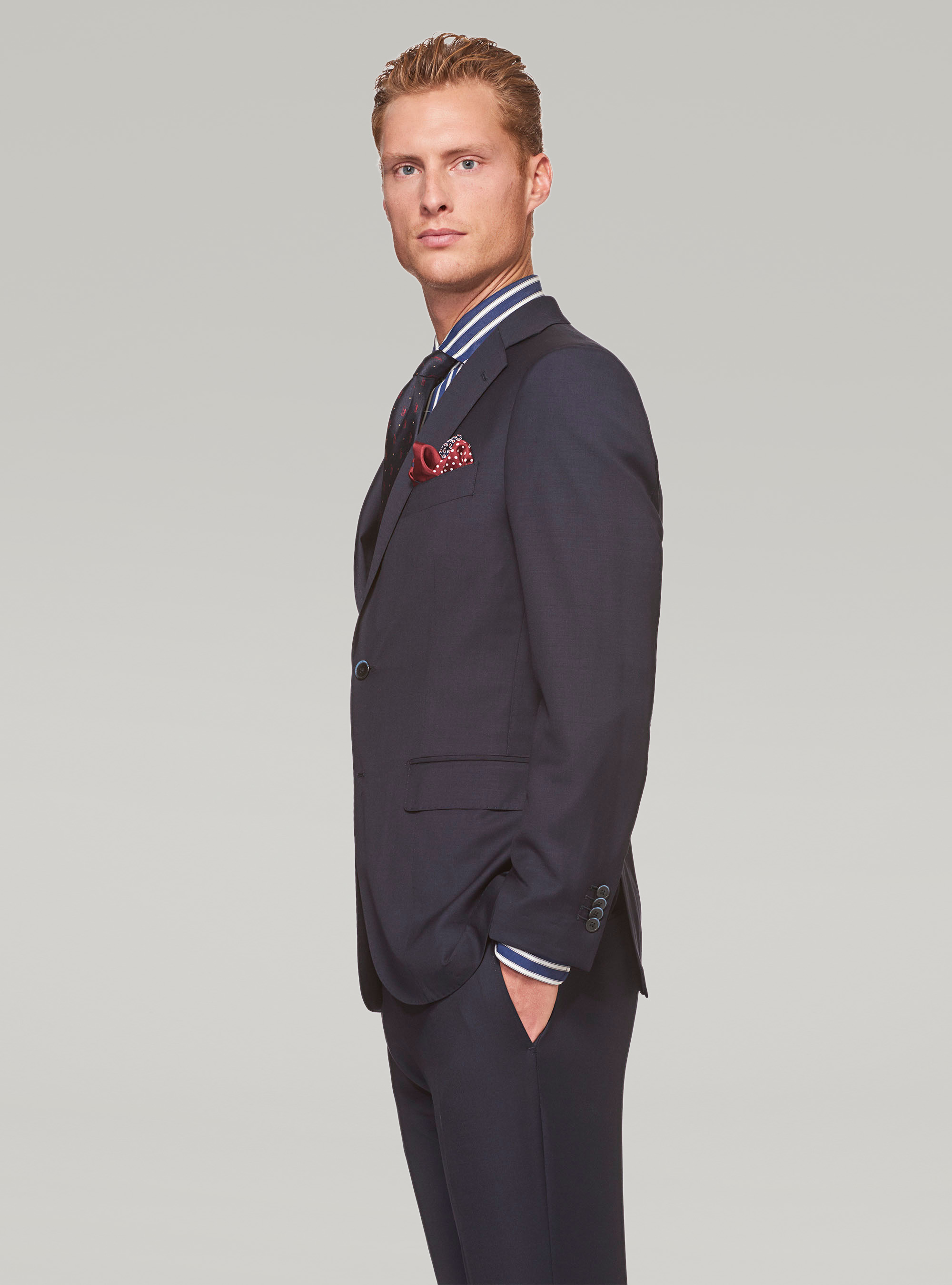 Wool suit, NAVY BLUE