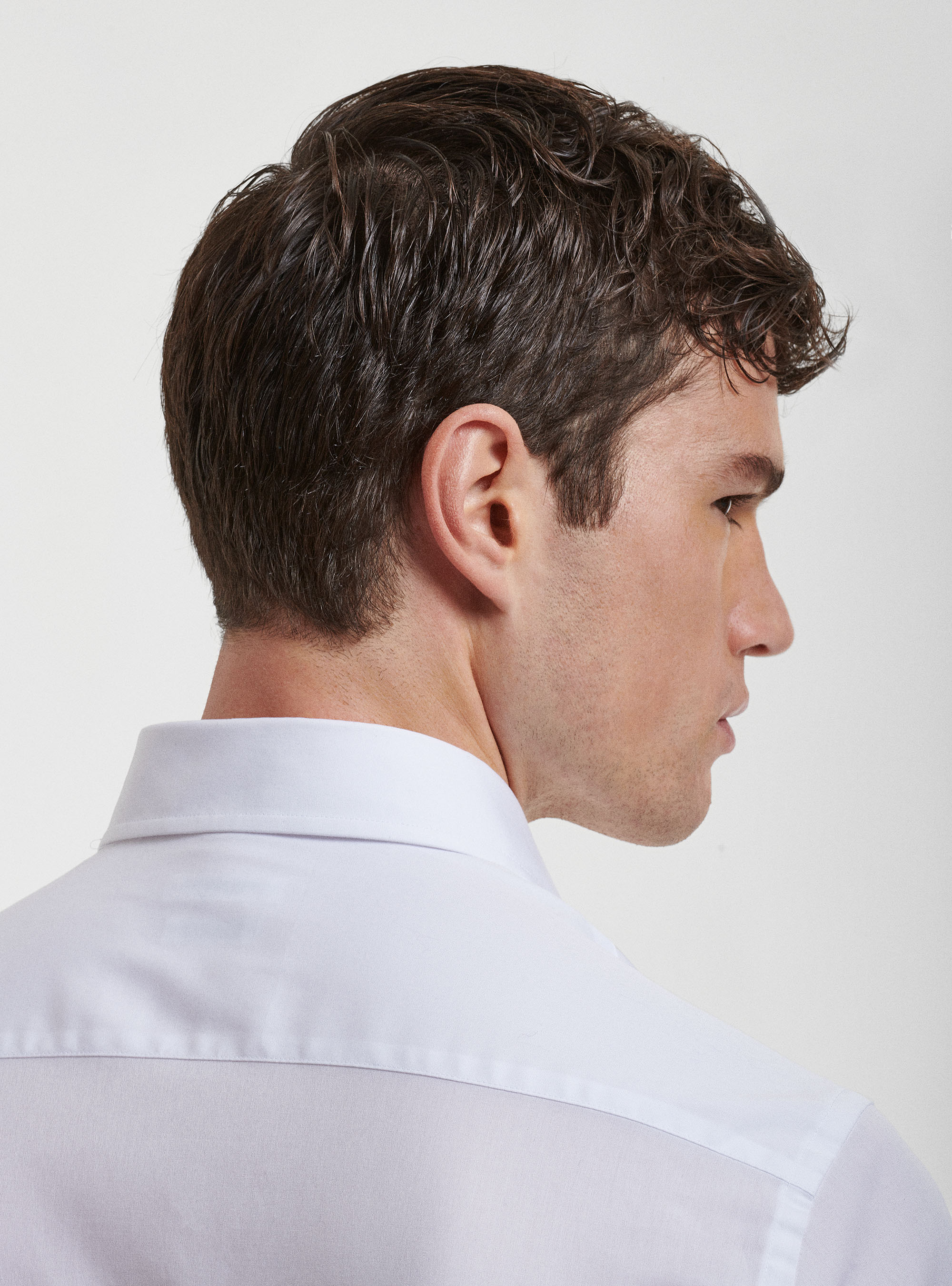 Camisa slim fit fil a fil de algod&oacute;n, BLANCO