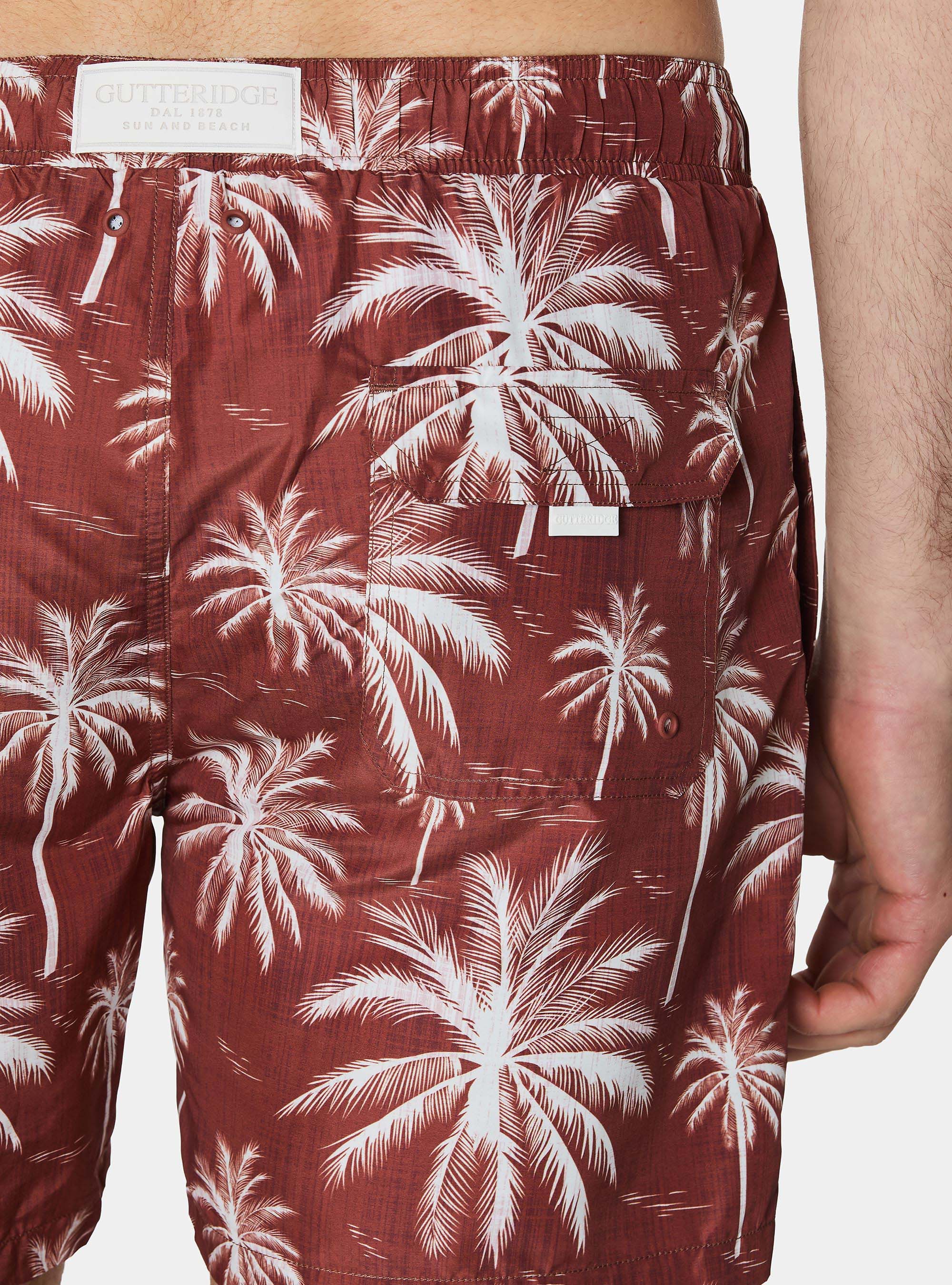 Costume da bagno stampato con palme, TERRACOTTA