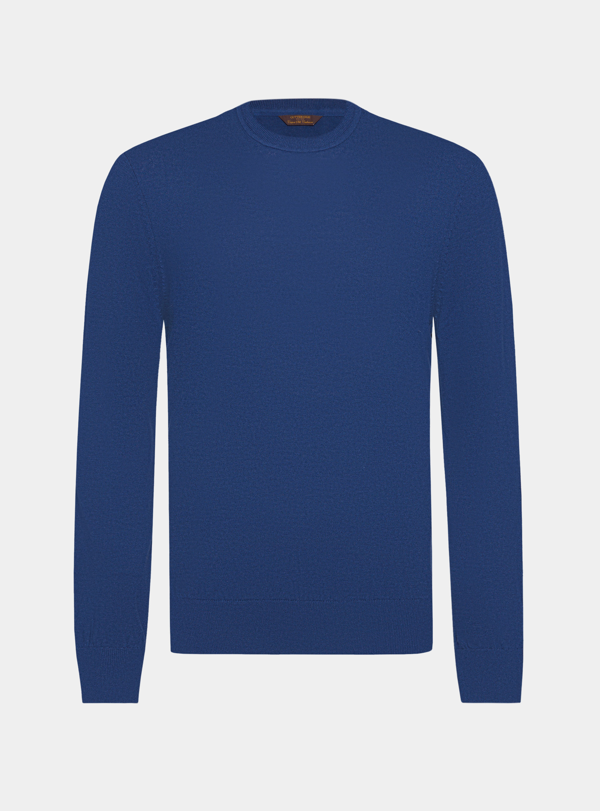 Tricot &agrave; col rond en coton soie et cachemire, BLEU ROYAL