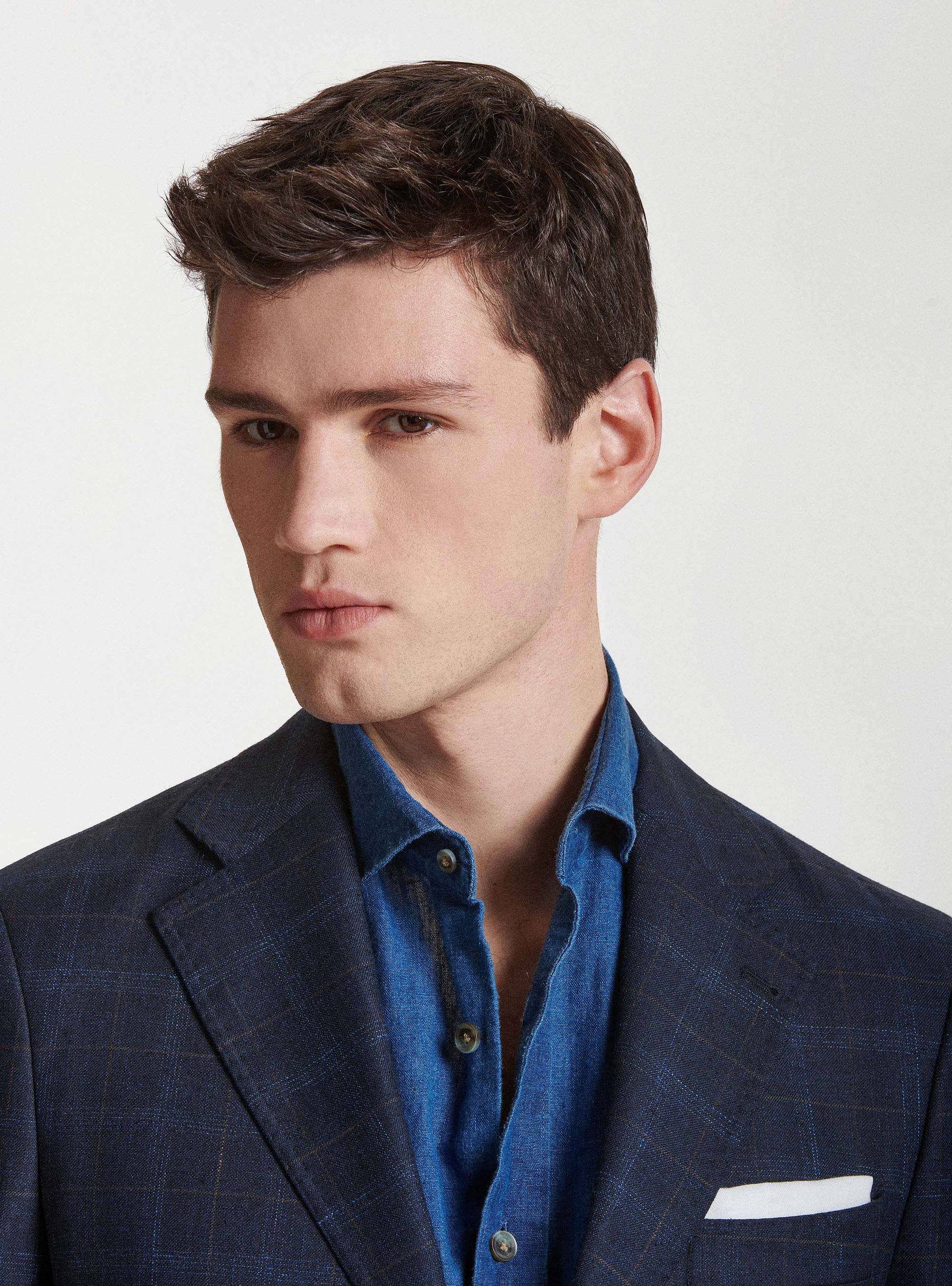 Giacca per abito in lana cotone e lino Marlane, BLU NAVY