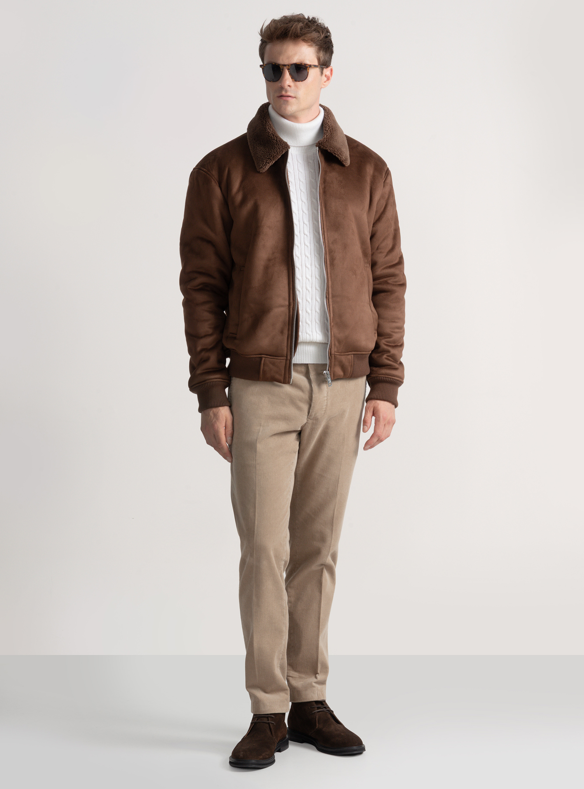 Piel de cordero con efecto ante, MARRON