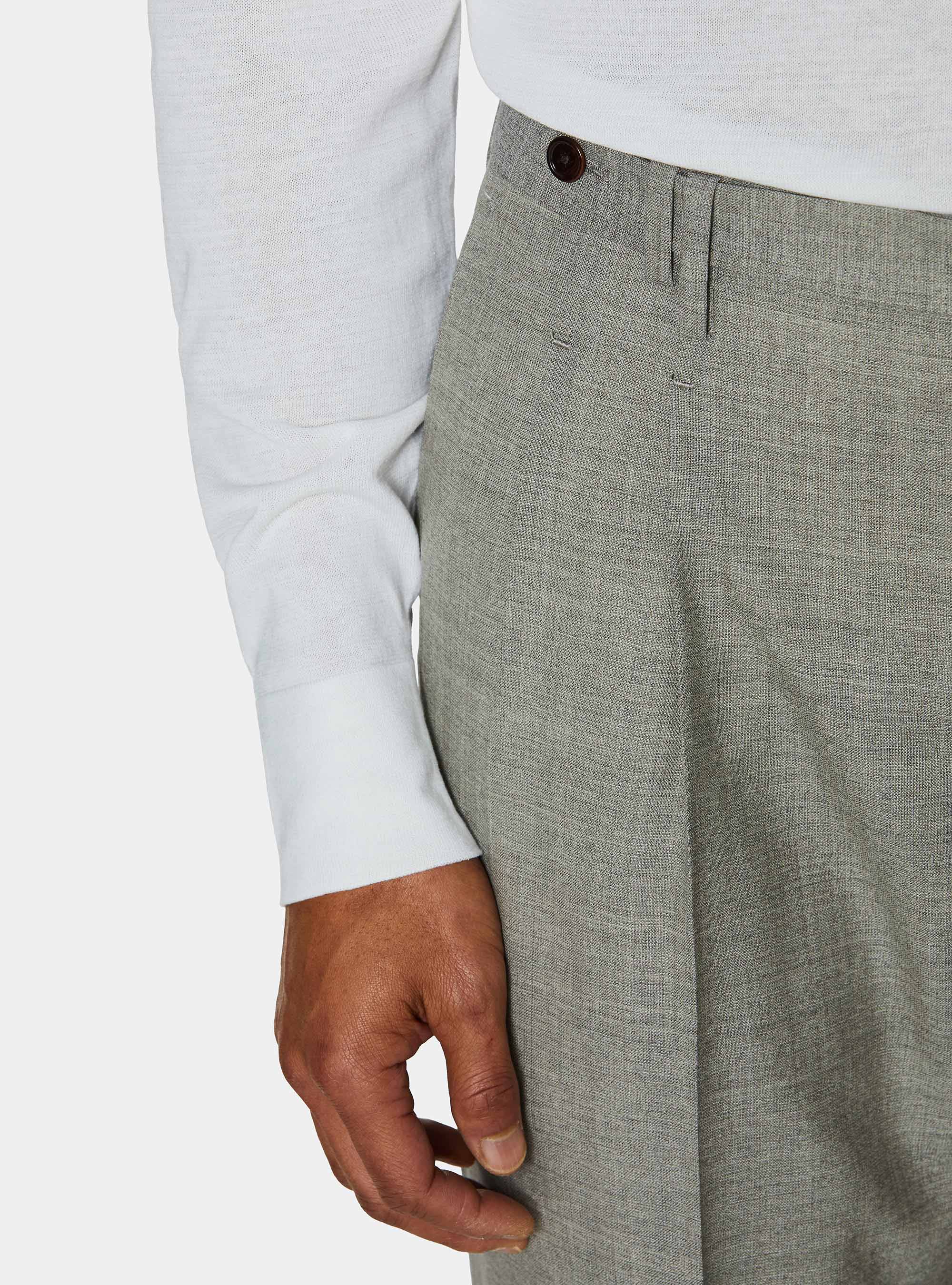 Vitale Barberis Canonico pure wool double pleat trousers, ECRU