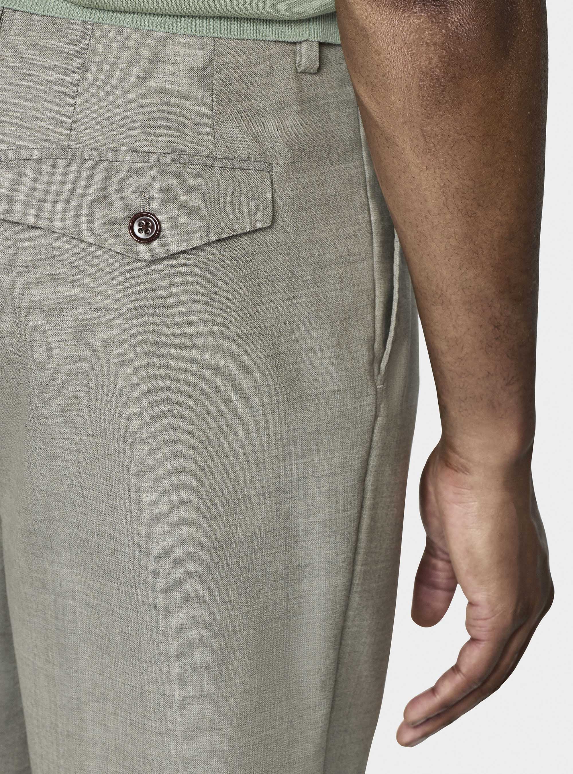 Vitale Barberis Canonico pure wool double pleat trousers, ECRU