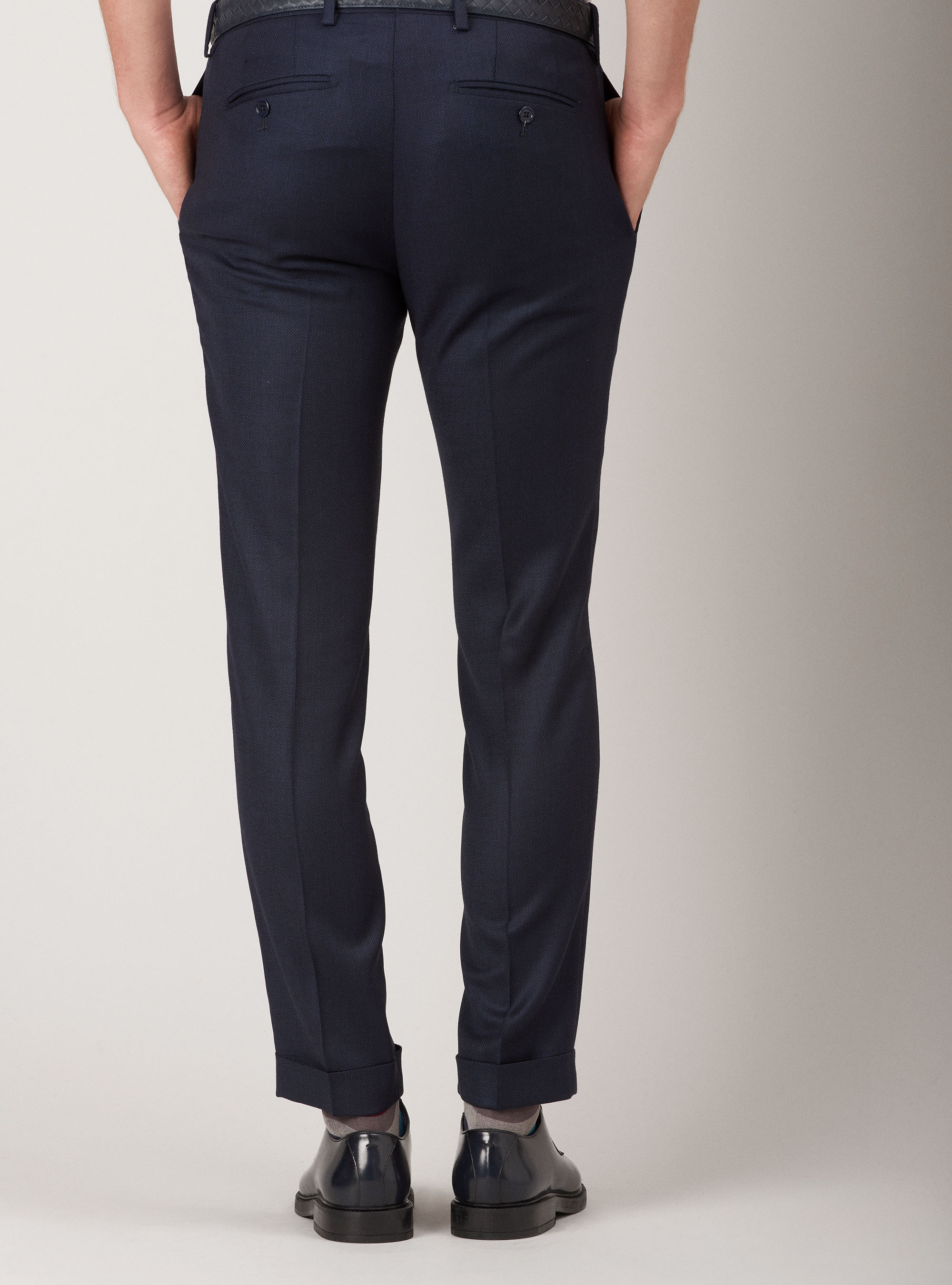 Pantaloni in lana armaturata superfine 100's, BLU NAVY