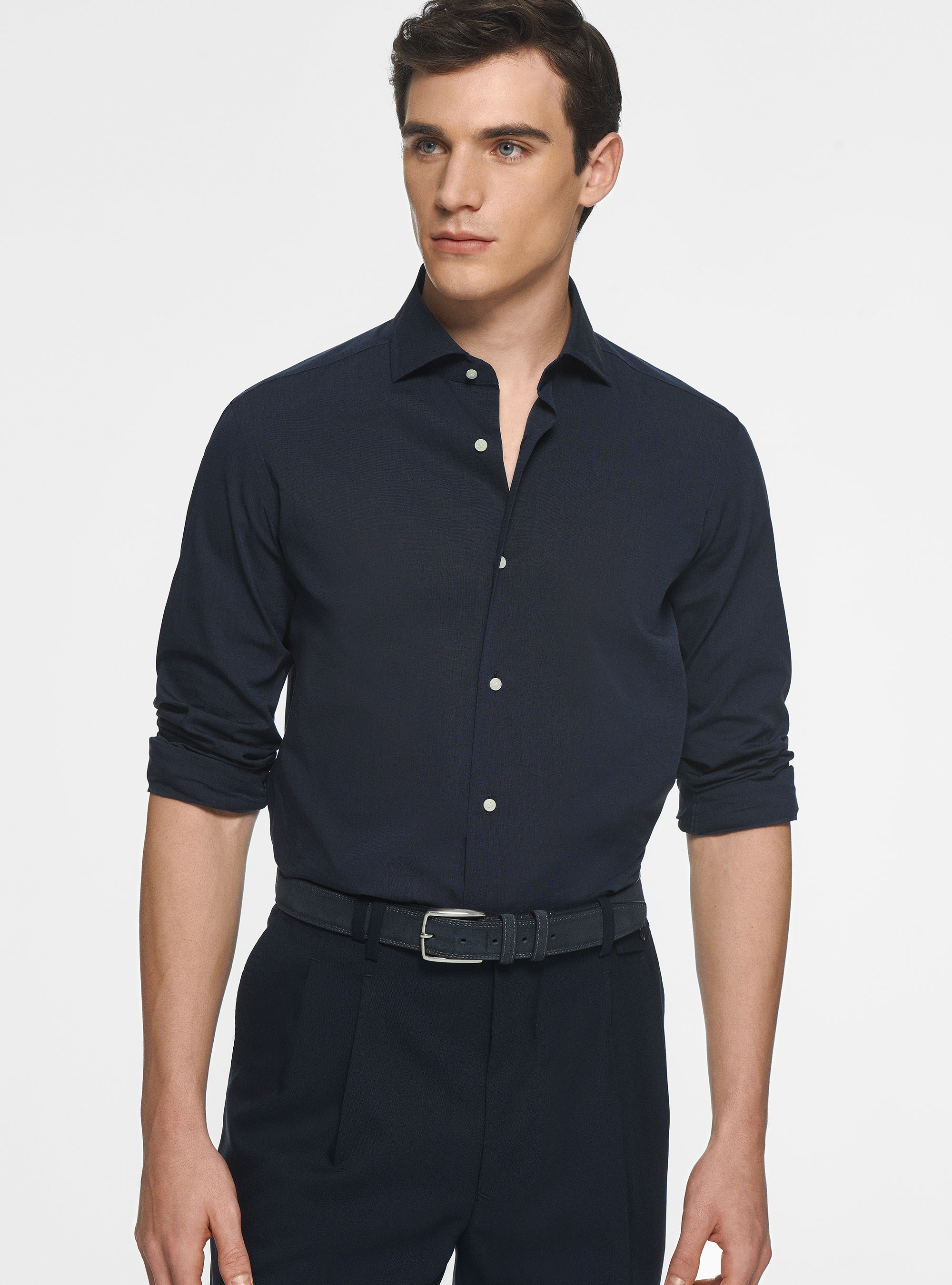 Gutteridge - Camicia in cotone fil a fil, Unisex, Blu Navy, Taglia: 38