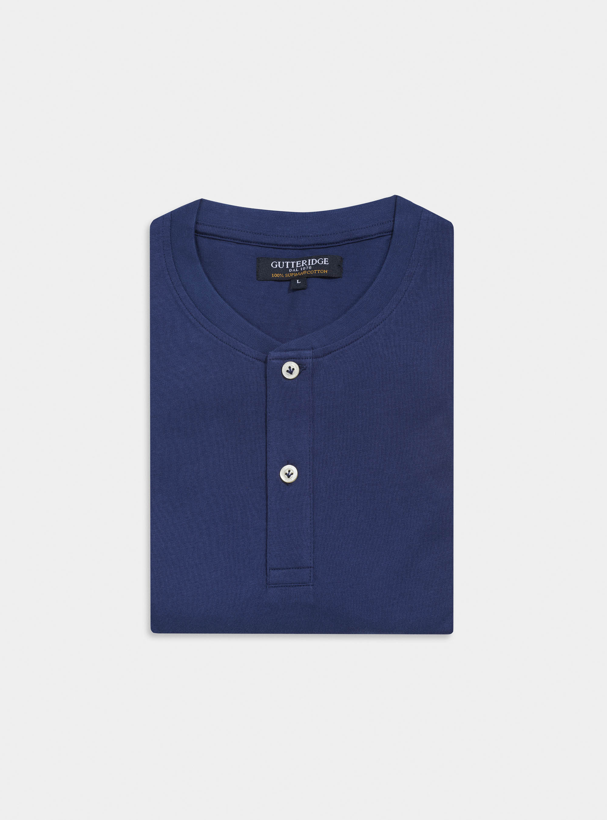 Camiseta Serafino en 100% algodón jersey supima, AZUL MEDIO