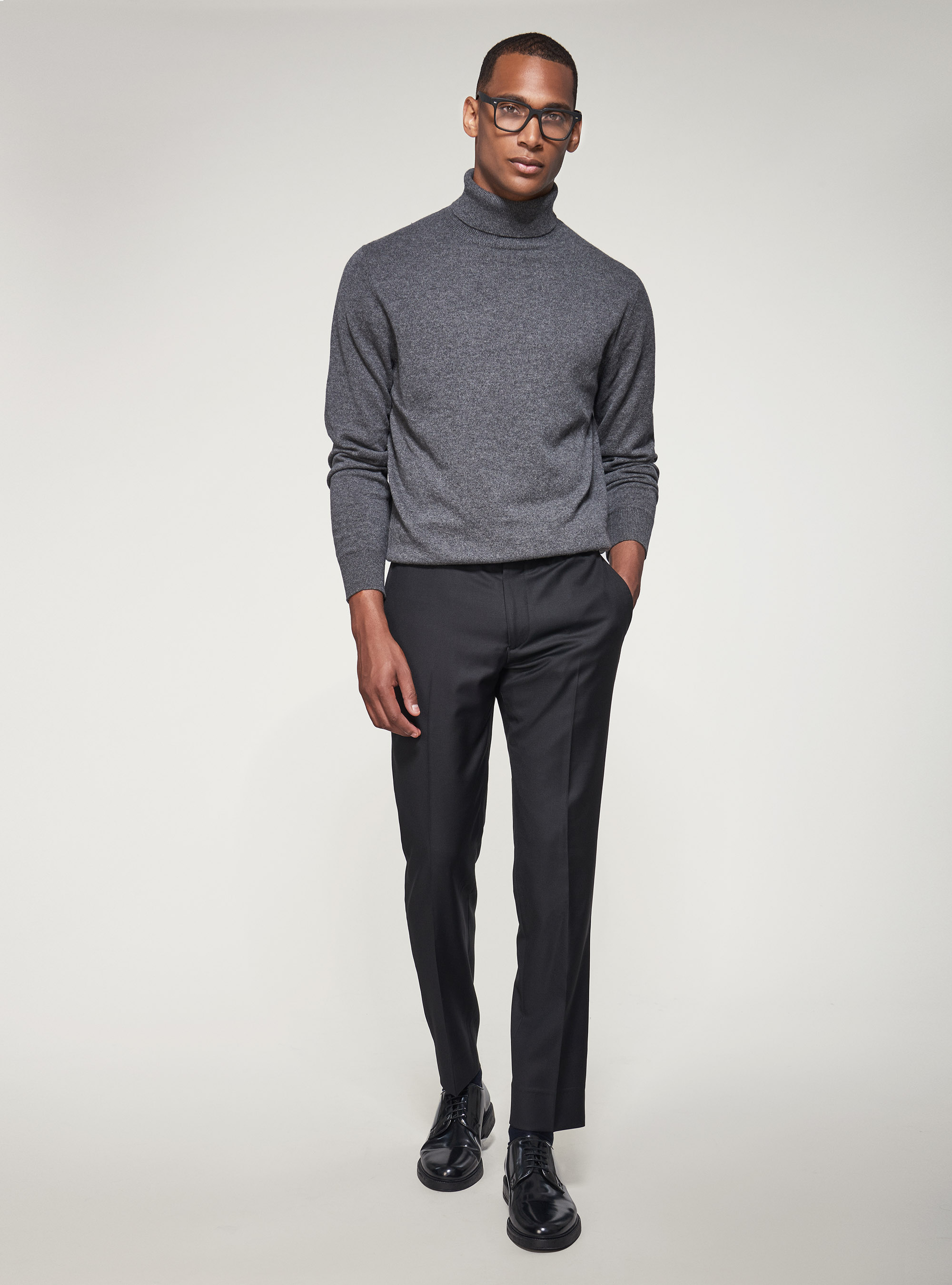 Fresh wool suit trousers, BLACK