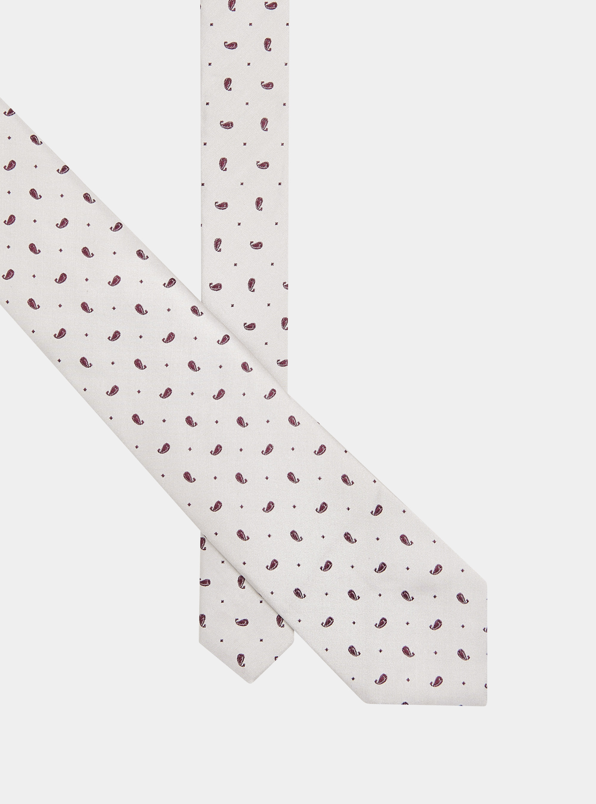Corbata de seda jacquard, ECRU/BORDEAUX EB01