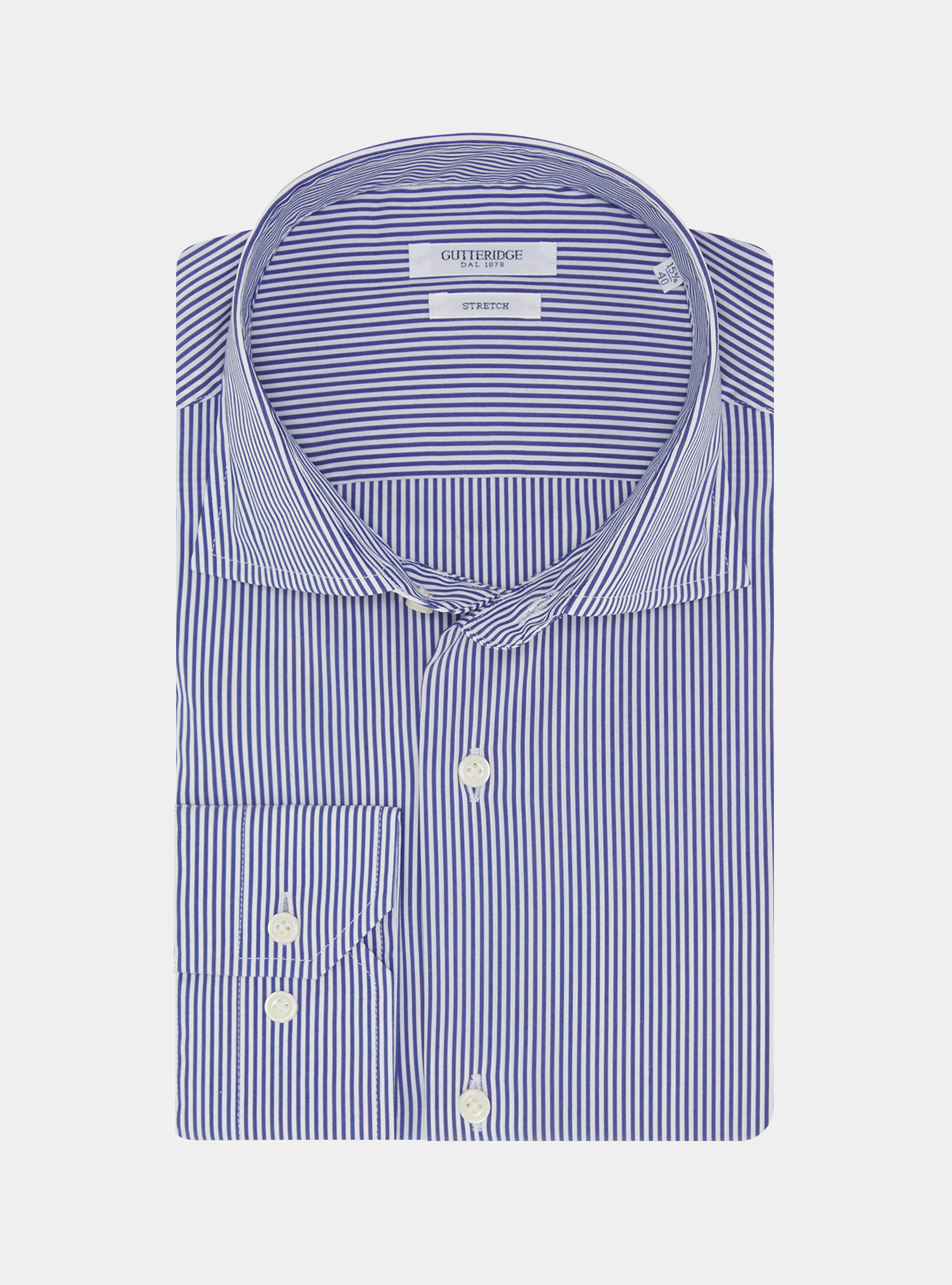 Stretch poplin striped shirt, BLUE