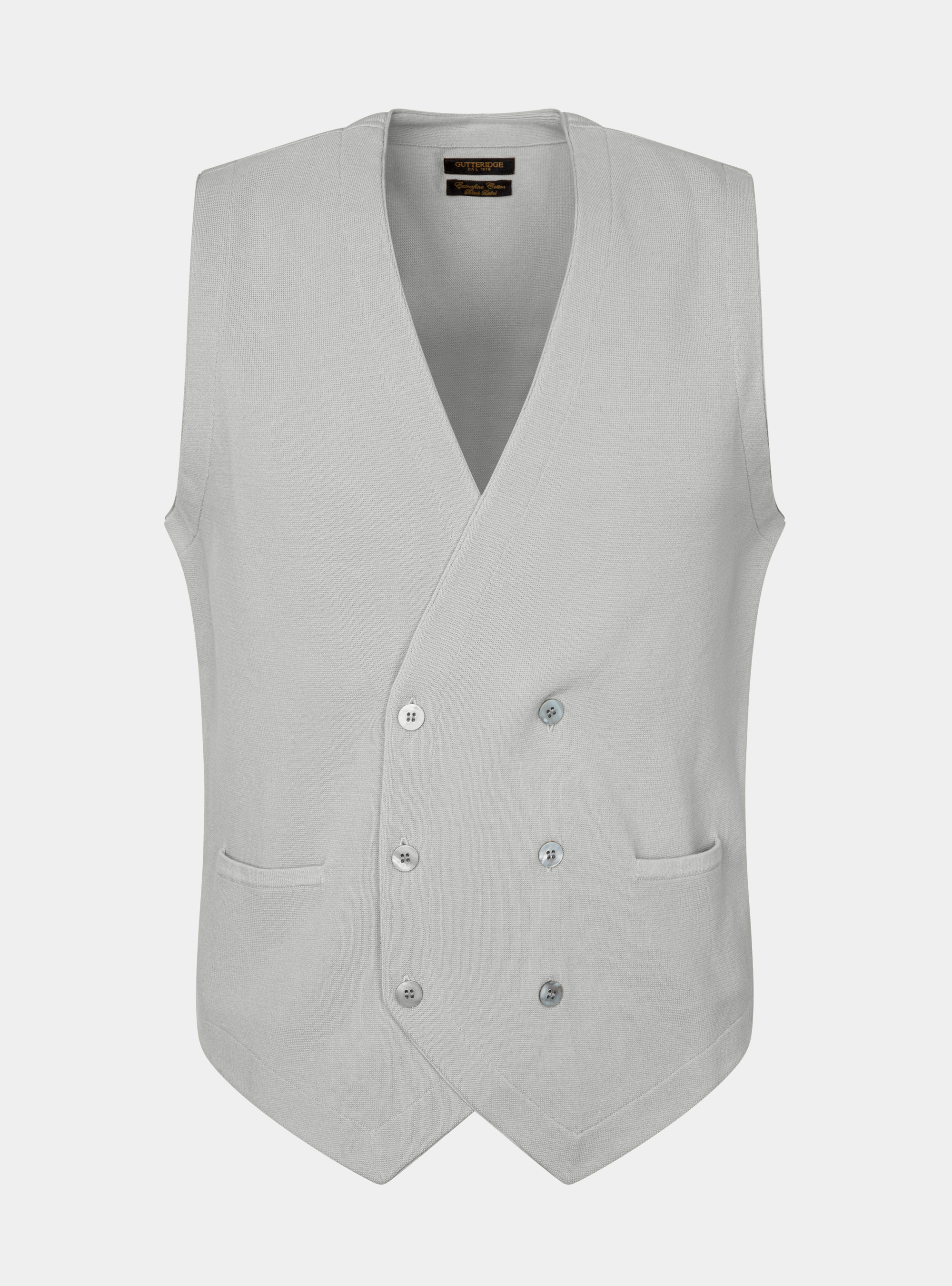 Gilet in maglia in puro cotone extrafine, GRIGIO CHIARO MELANGE