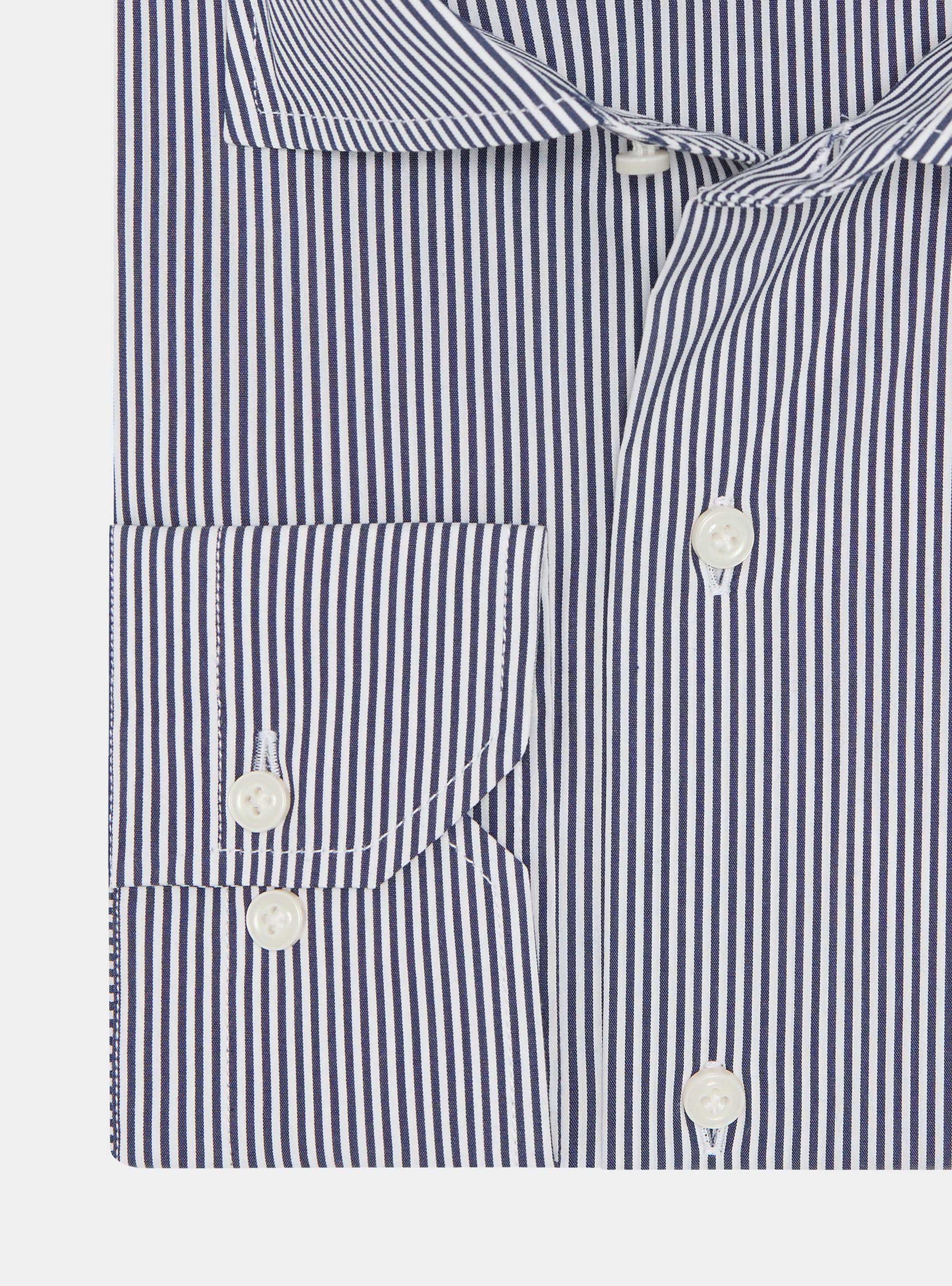 Striped cotton poplin stretch shirt, NAVY BLUE