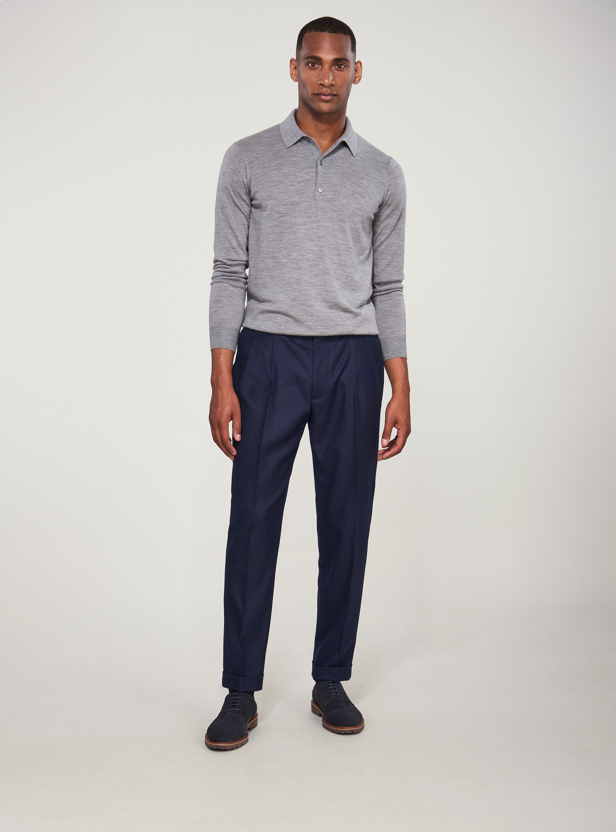 Pantaloni per abito in flanella, BLU NAVY