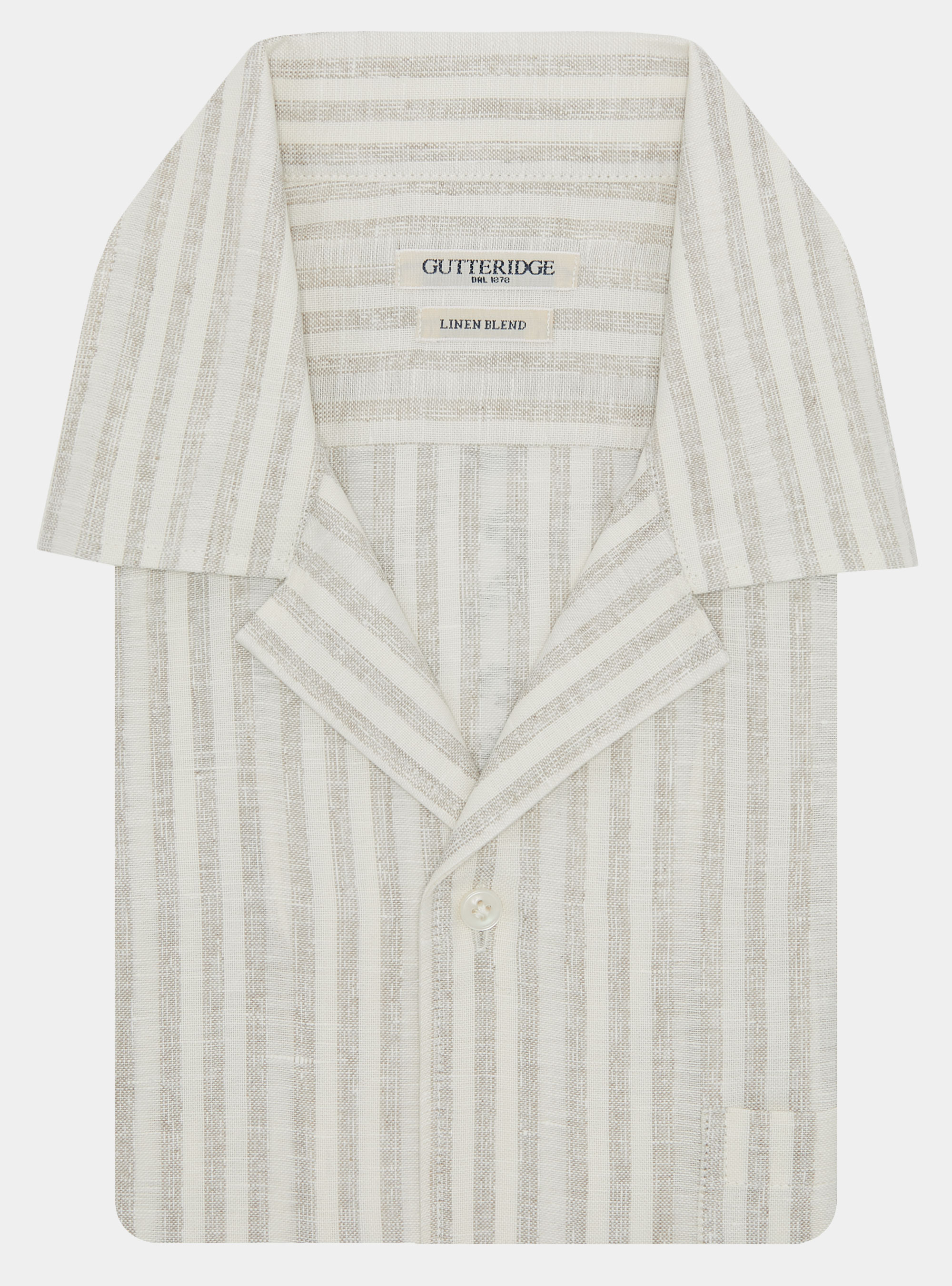 Camicia bowling in lino e cotone rigato, SABBIA