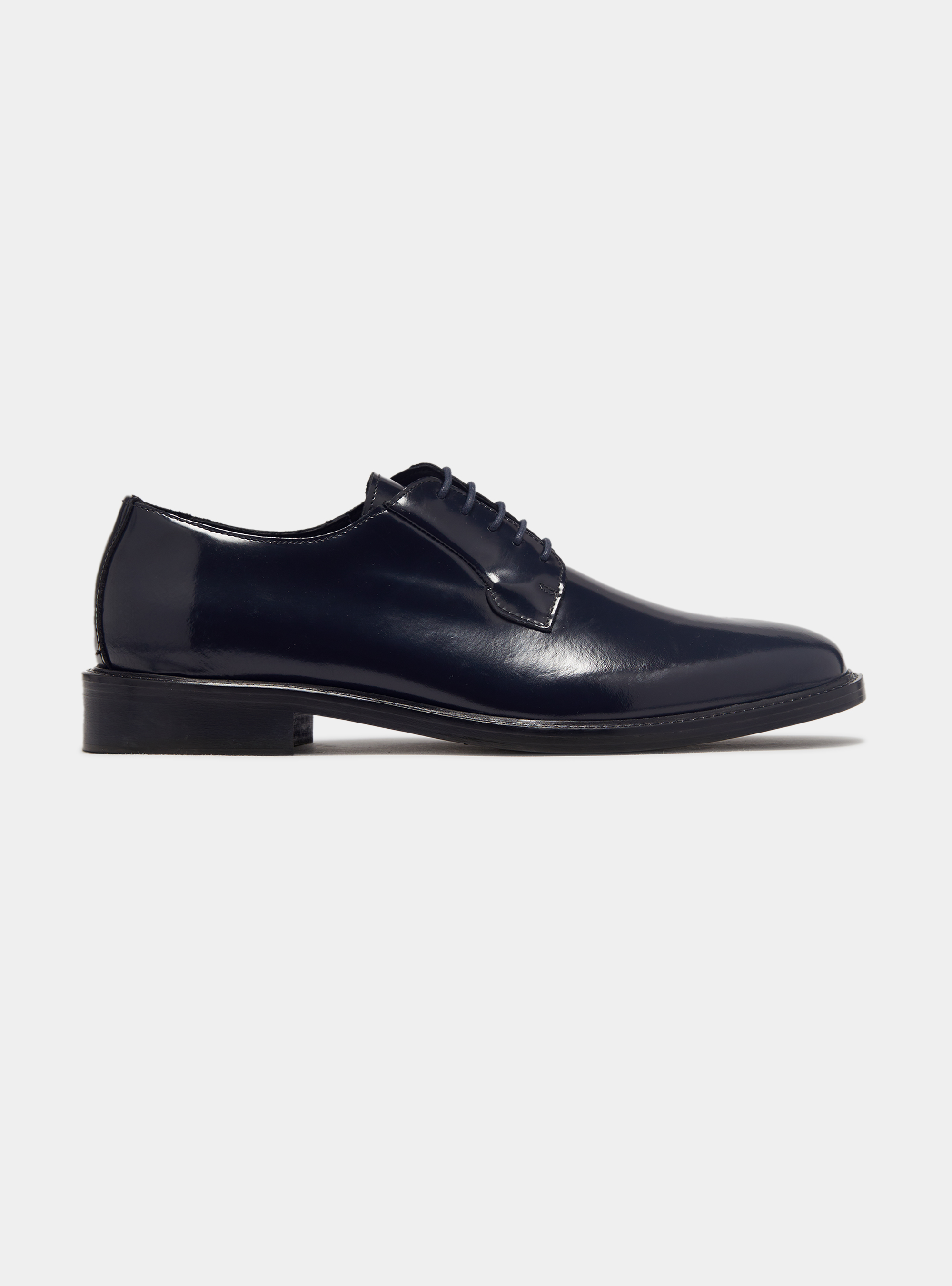 Derby shoes in abrasive leather, NAVY BLUE