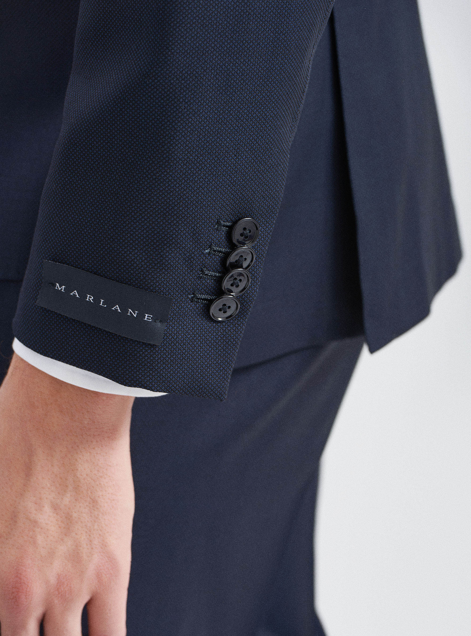 Pure wool Marlane partridge-eye suit blazer, NAVY BLUE
